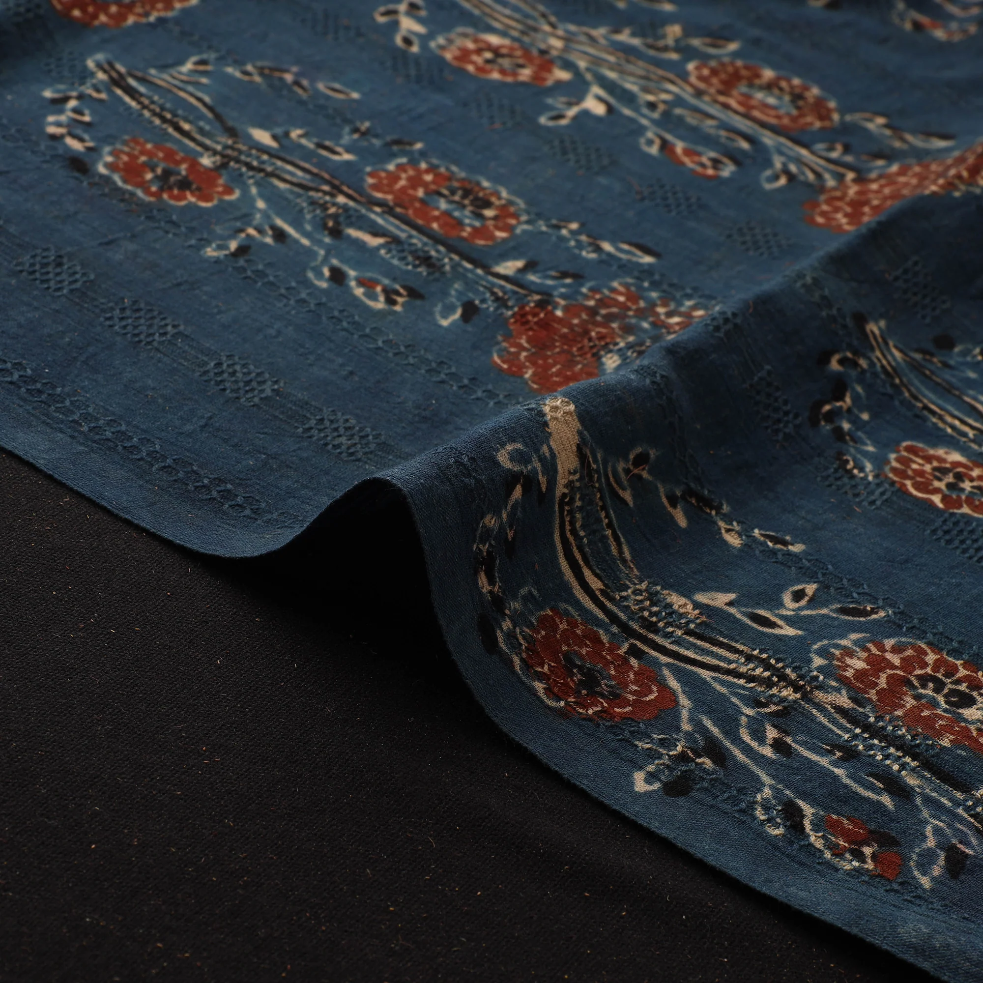 Hakoba Hand Block Ajrakh Print Natural Dyed Cotton Fabric 115 - Image 4