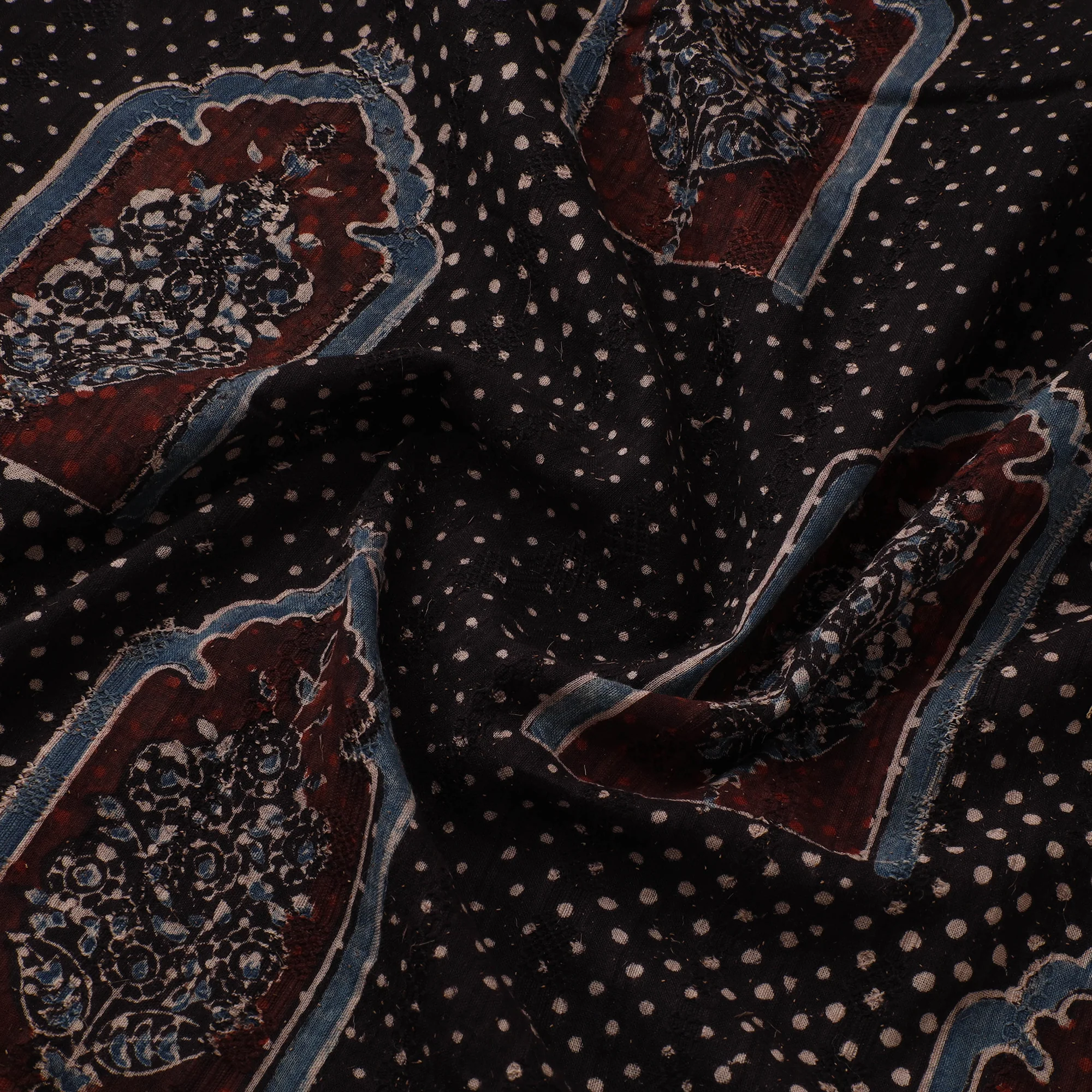 Hakoba Hand Block Ajrakh Print Natural Dyed Cotton Fabric 117 - Image 3