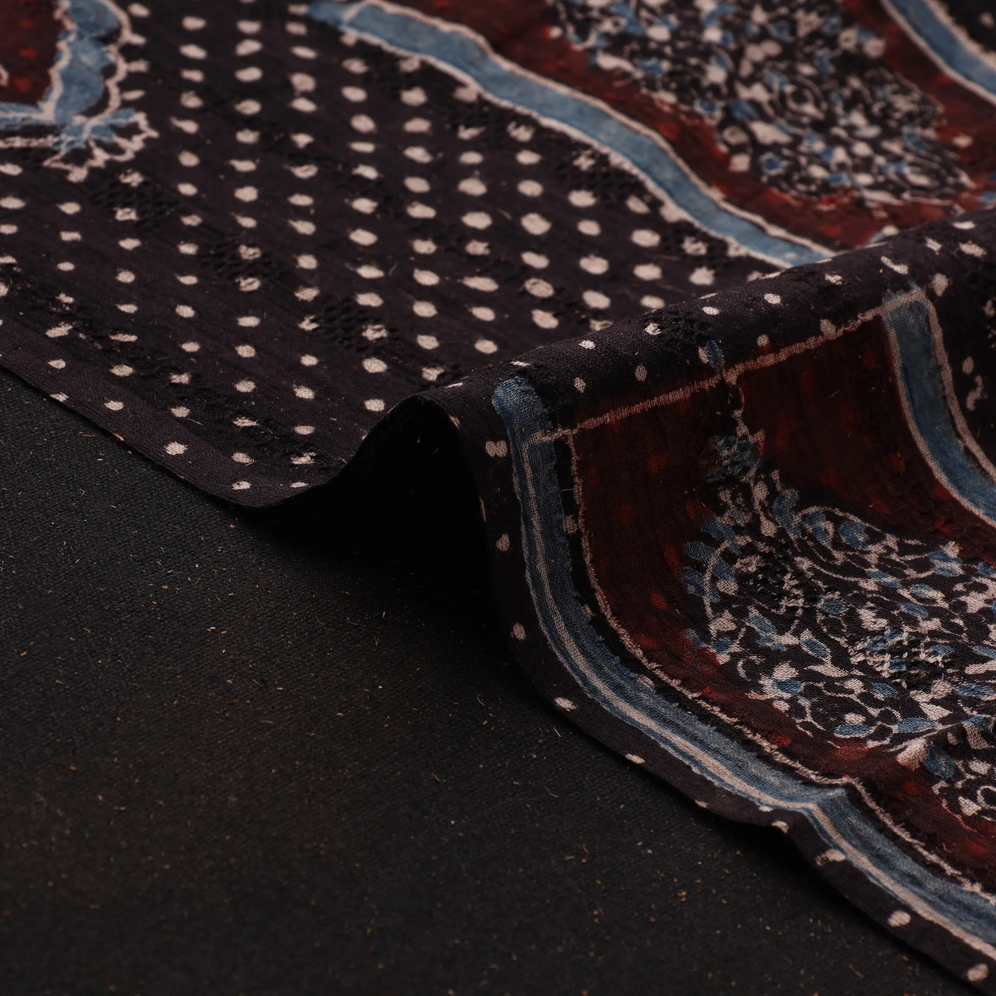 Hakoba Hand Block Ajrakh Print Natural Dyed Cotton Fabric 117 - Image 4