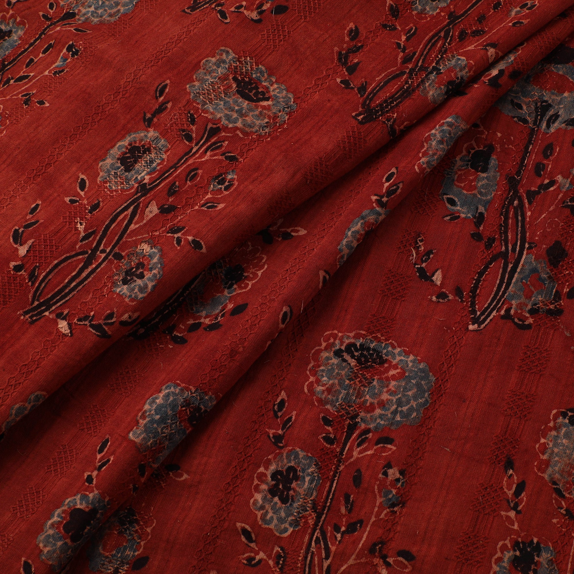 Hakoba Hand Block Ajrakh Print Natural Dyed Cotton Fabric 118