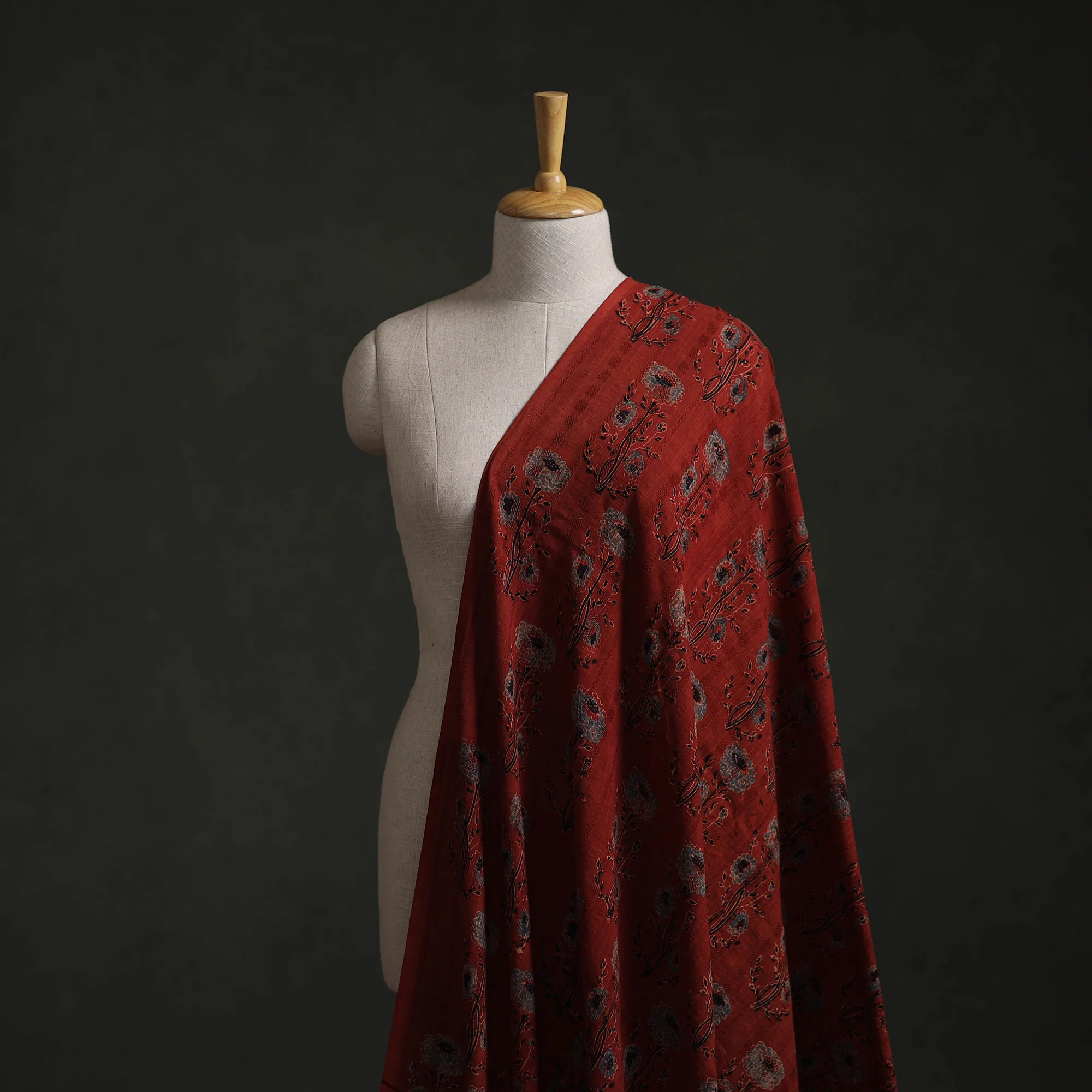 Hakoba Hand Block Ajrakh Print Natural Dyed Cotton Fabric 118 - Image 2