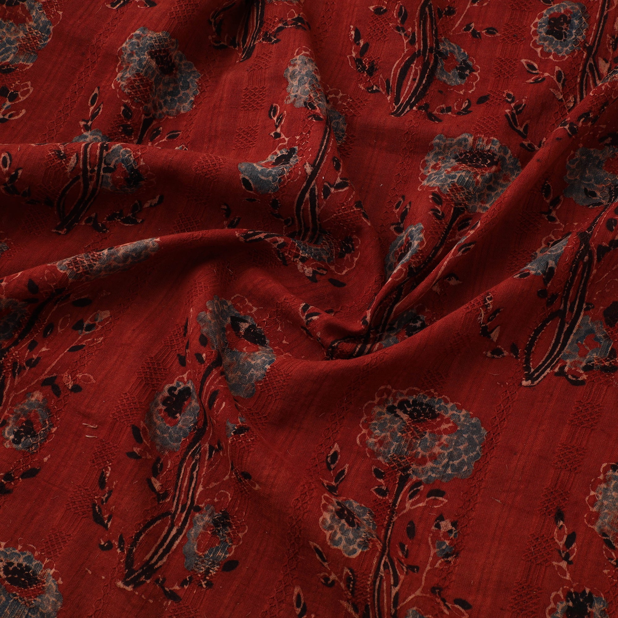 Hakoba Hand Block Ajrakh Print Natural Dyed Cotton Fabric 118 - Image 3