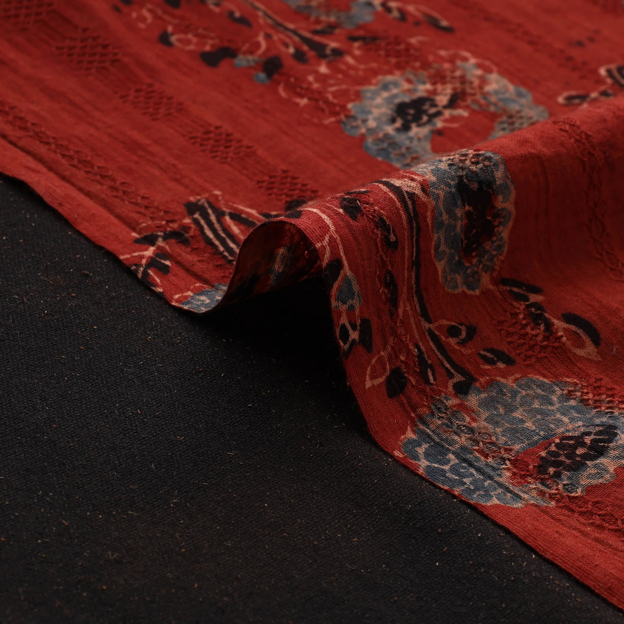 Hakoba Hand Block Ajrakh Print Natural Dyed Cotton Fabric 118 - Image 4