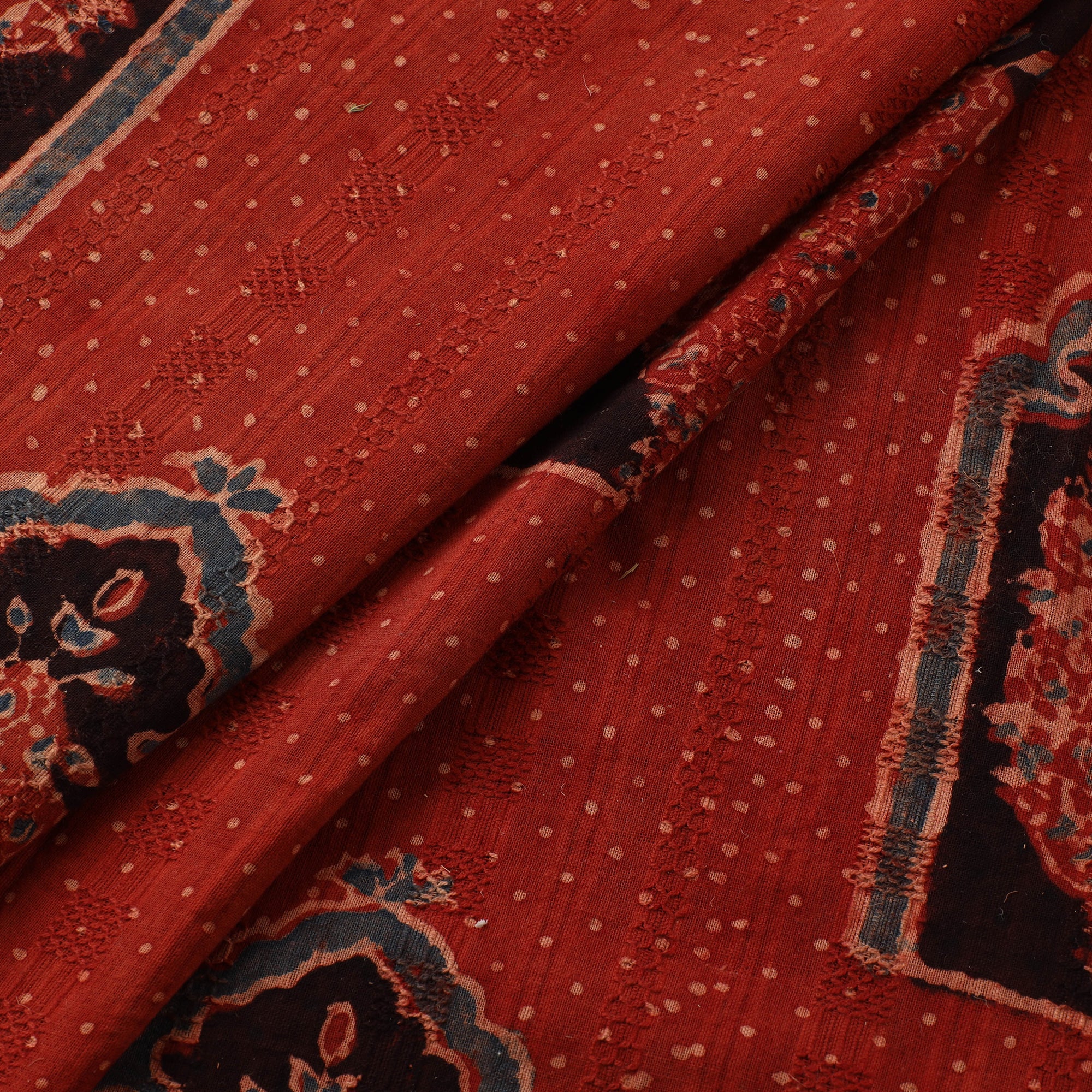 Hakoba Hand Block Ajrakh Print Natural Dyed Cotton Fabric 119