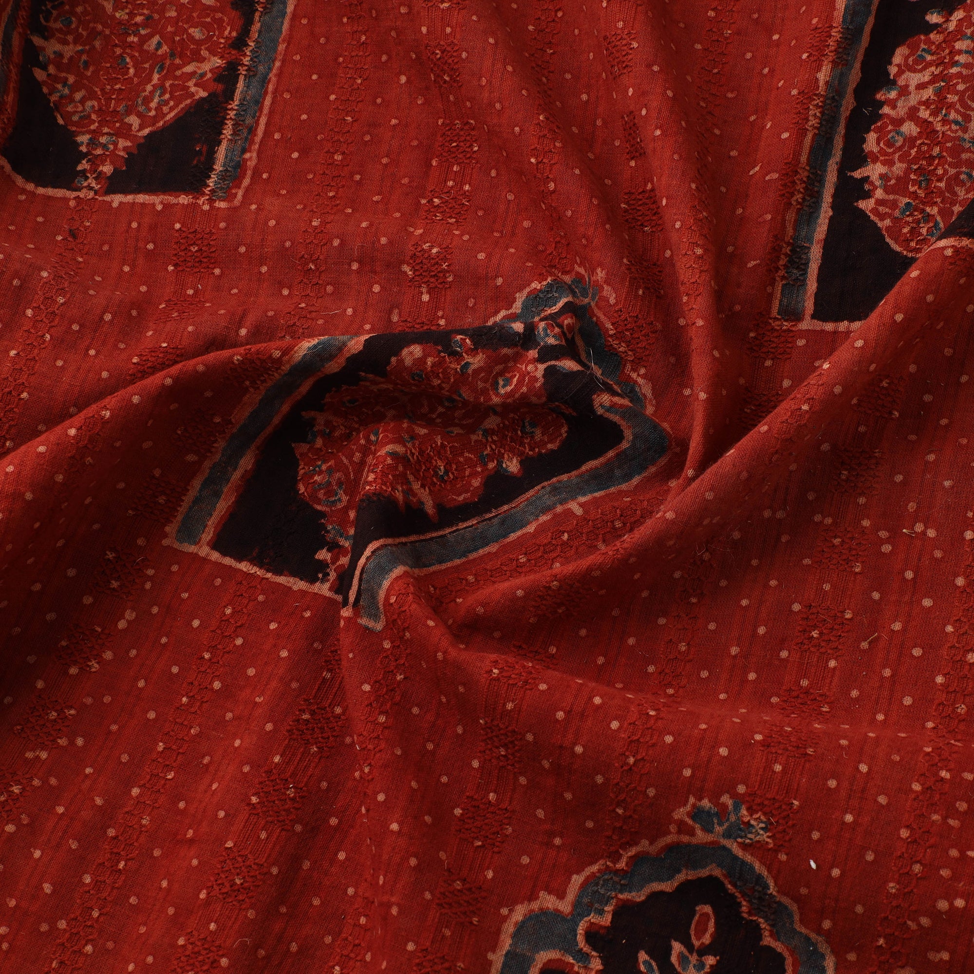 Hakoba Hand Block Ajrakh Print Natural Dyed Cotton Fabric 119 - Image 3