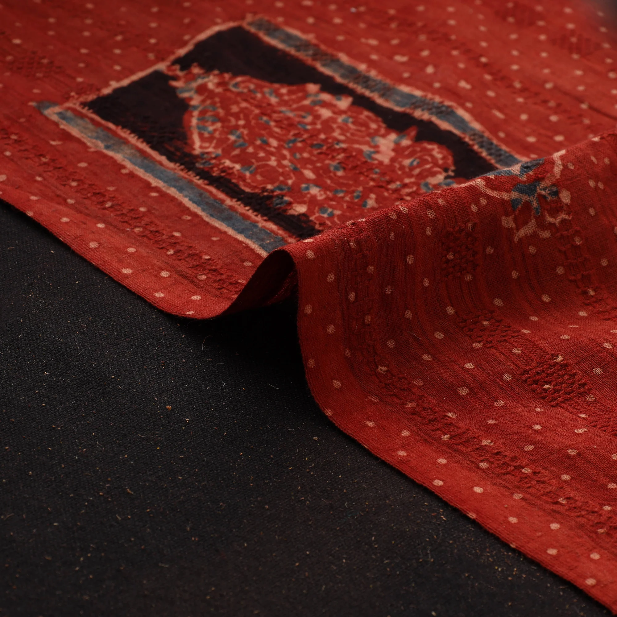 Hakoba Hand Block Ajrakh Print Natural Dyed Cotton Fabric 119 - Image 4