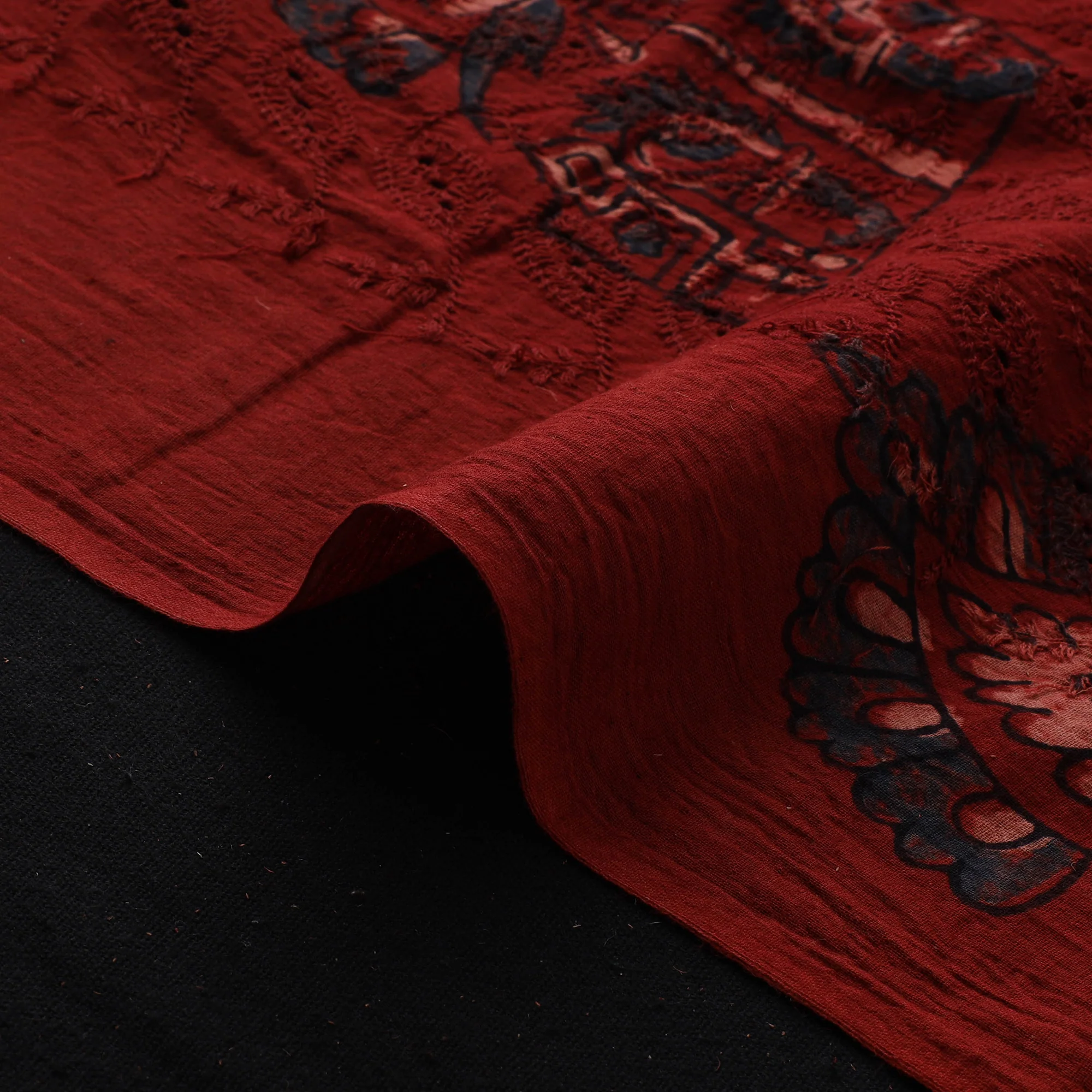 Hakoba Hand Block Ajrakh Print Natural Dyed Cotton Fabric 21 - Image 4
