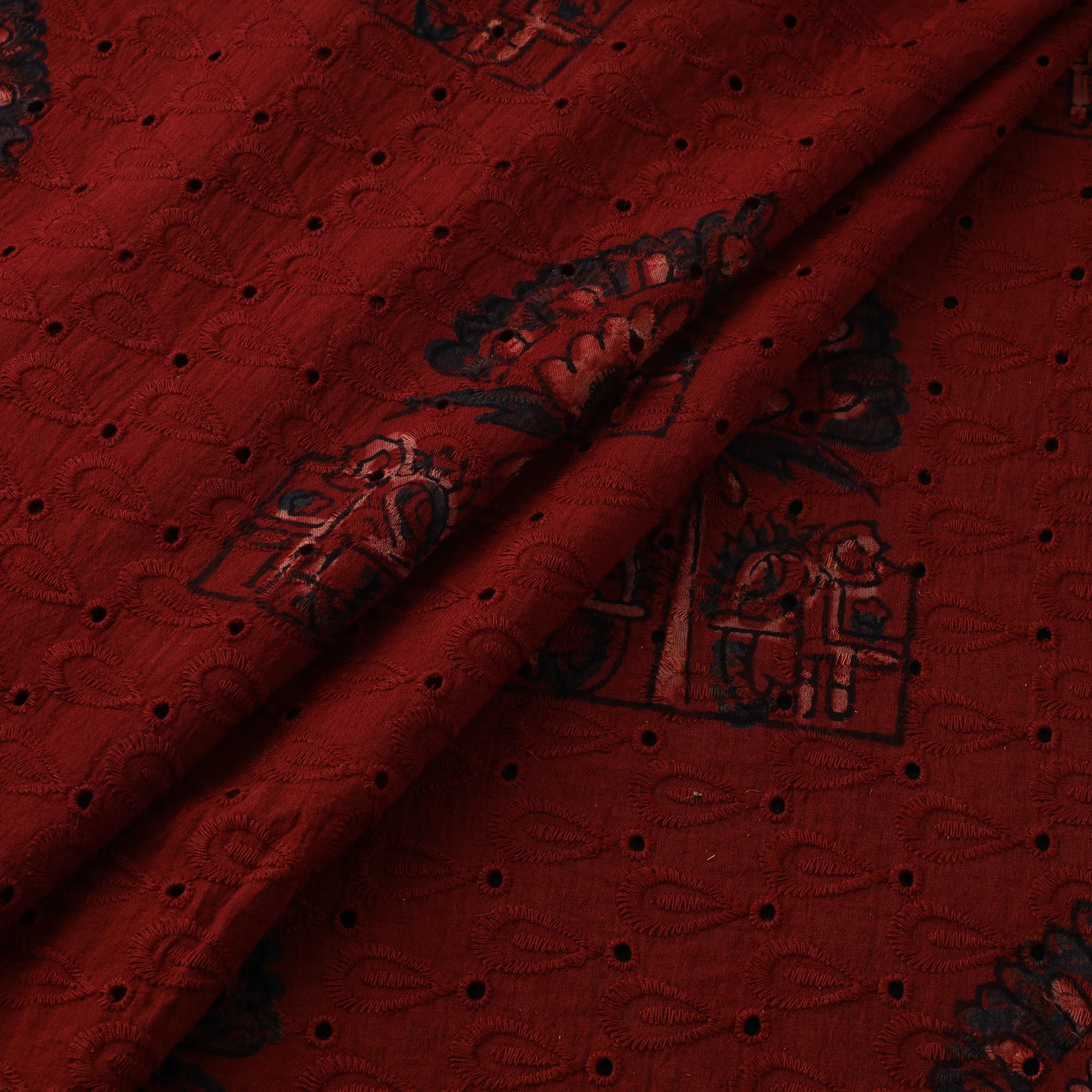 Hakoba Hand Block Ajrakh Print Natural Dyed Cotton Fabric 22