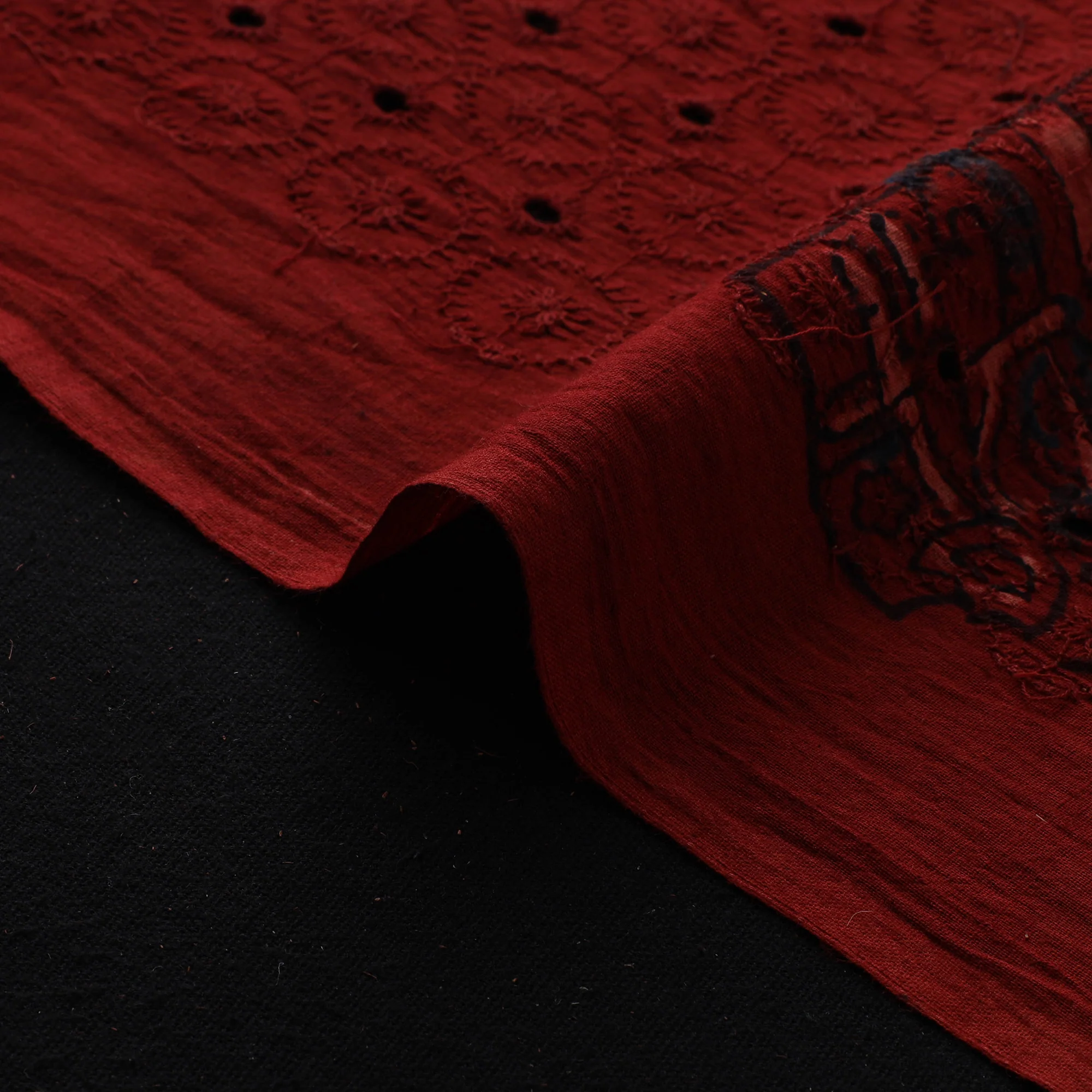 Hakoba Hand Block Ajrakh Print Natural Dyed Cotton Fabric 23 - Image 4
