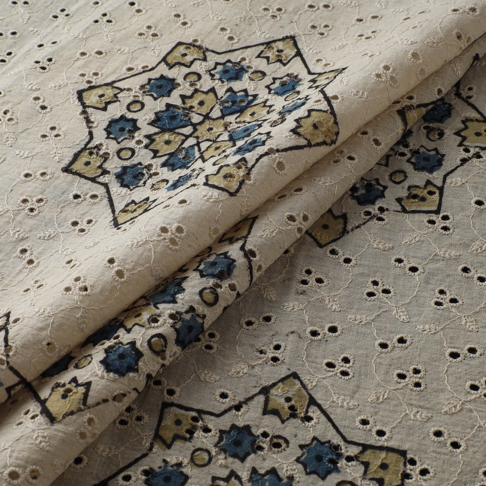 Hakoba Hand Block Ajrakh Print Natural Dyed Cotton Fabric 43