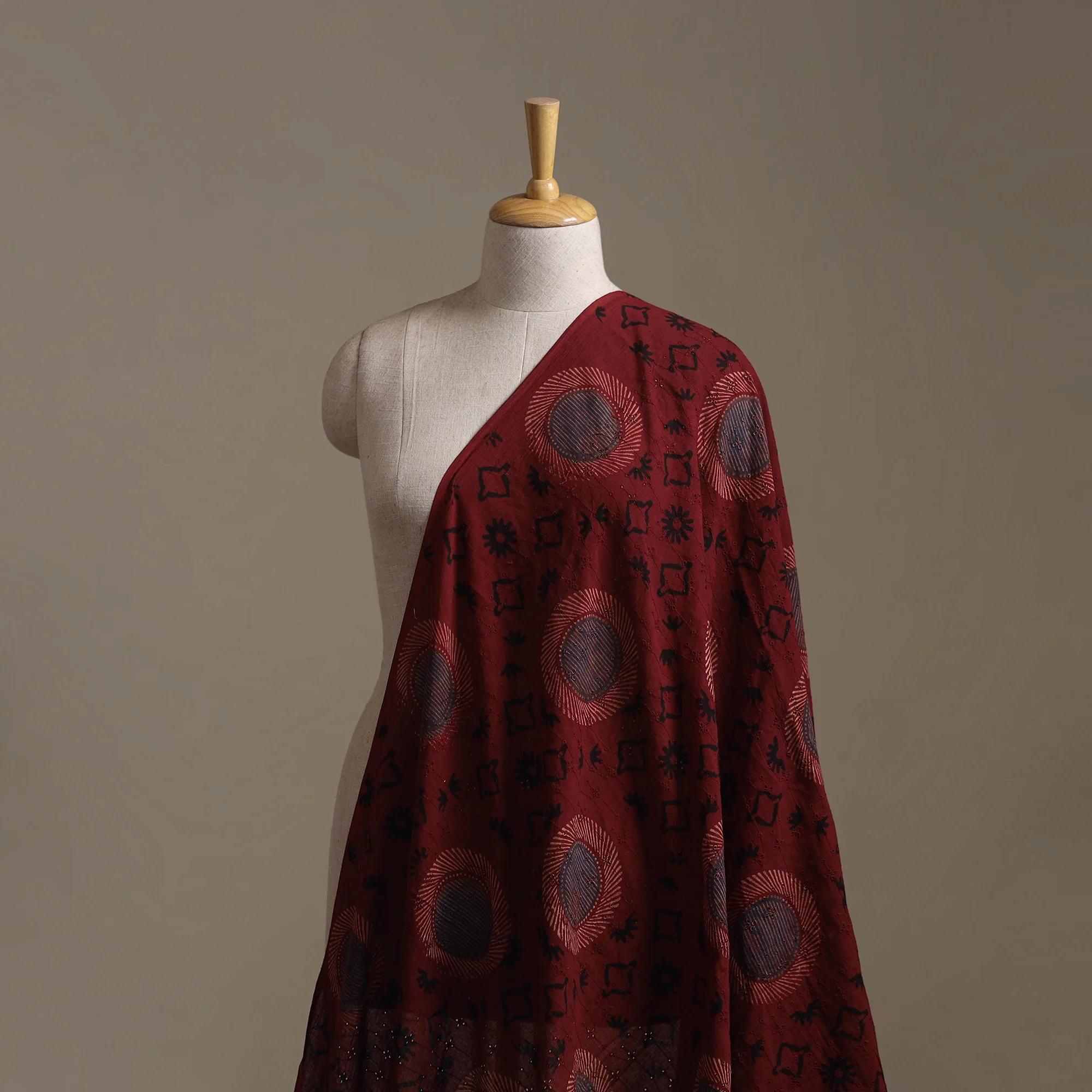 Red - Hakoba Hand Block Ajrakh Print Natural Dyed Cotton Fabric 44 - Image 2