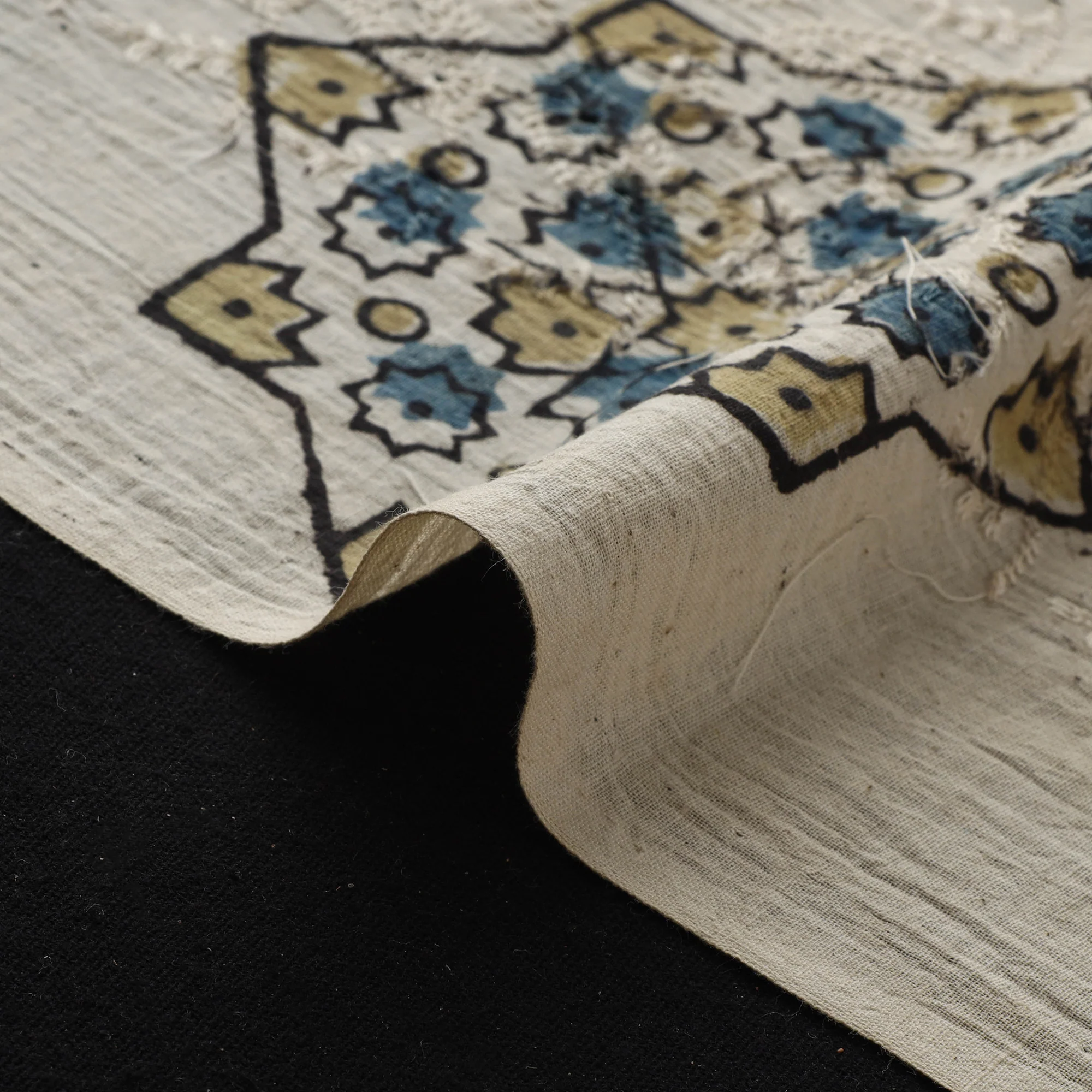 Hakoba Hand Block Ajrakh Print Natural Dyed Cotton Fabric 44 - Image 4