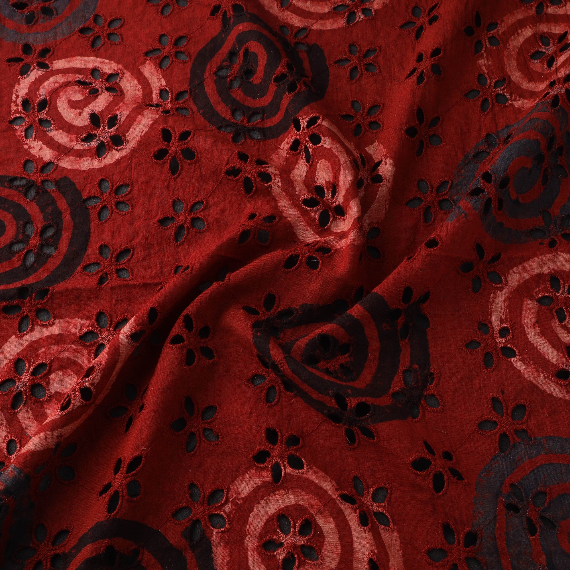 Red - Hakoba Hand Block Ajrakh Print Natural Dyed Cotton Fabric 47 - Image 3