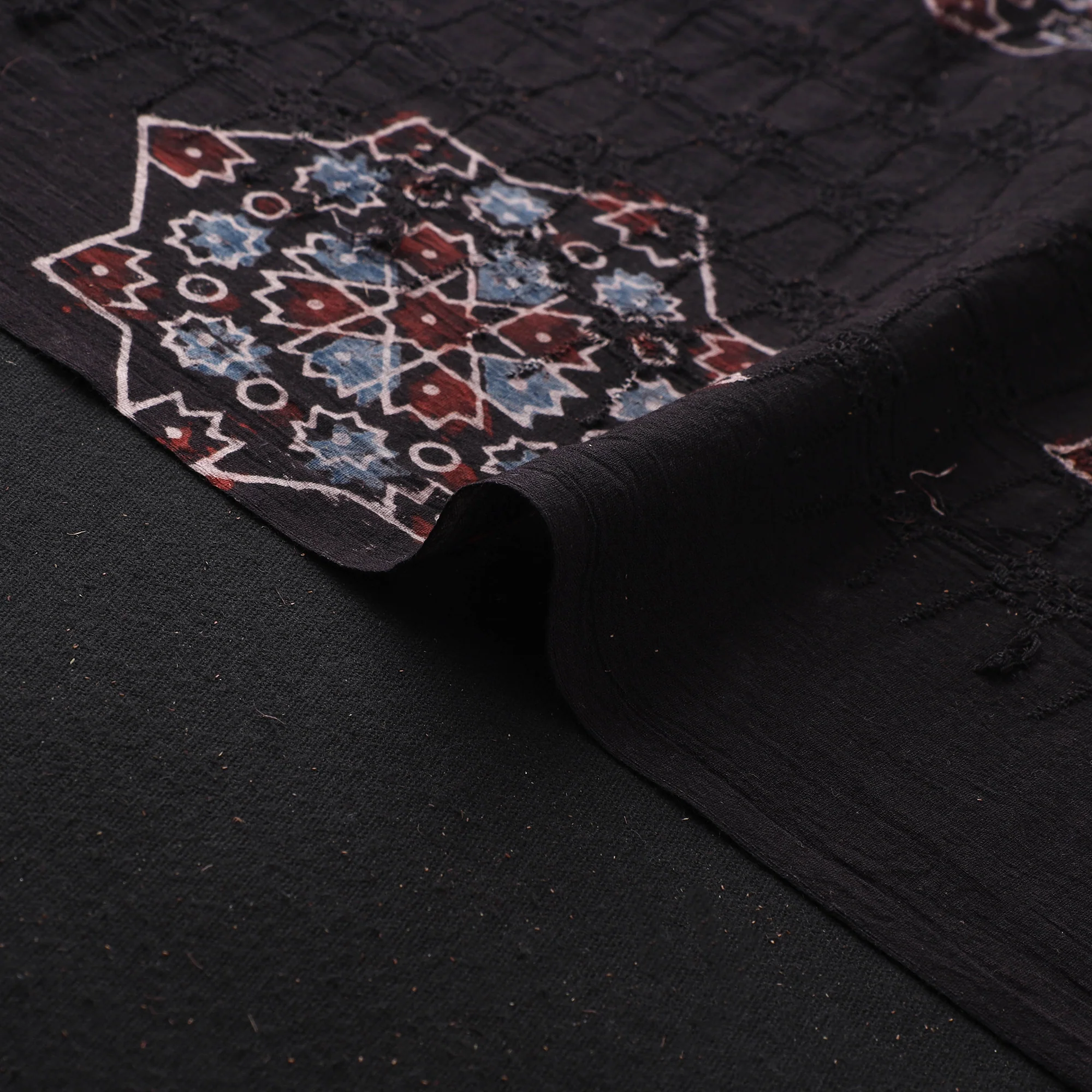 Hakoba Hand Block Ajrakh Print Natural Dyed Cotton Fabric 48 - Image 4