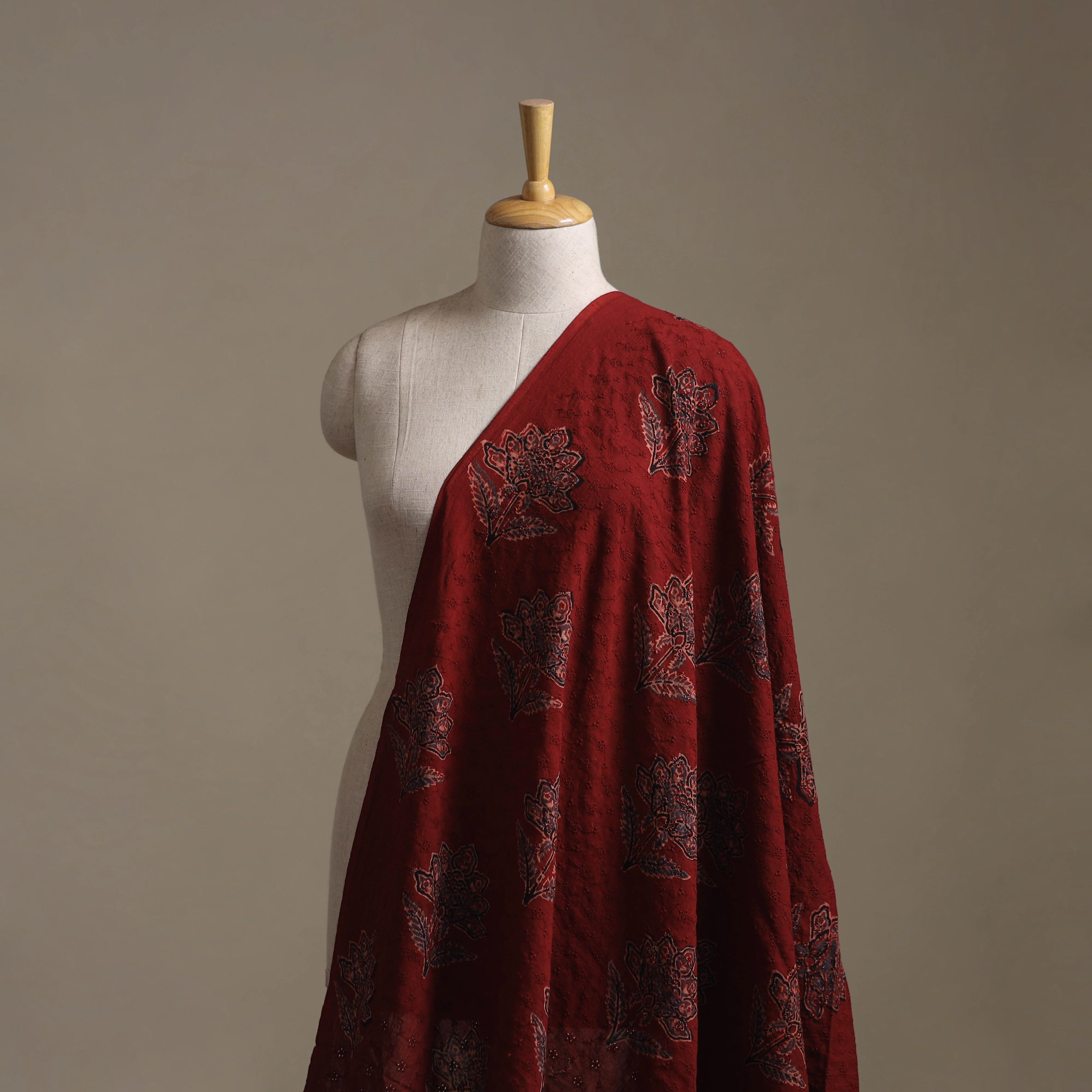 Red - Hakoba Hand Block Ajrakh Print Natural Dyed Cotton Fabric 50 - Image 2