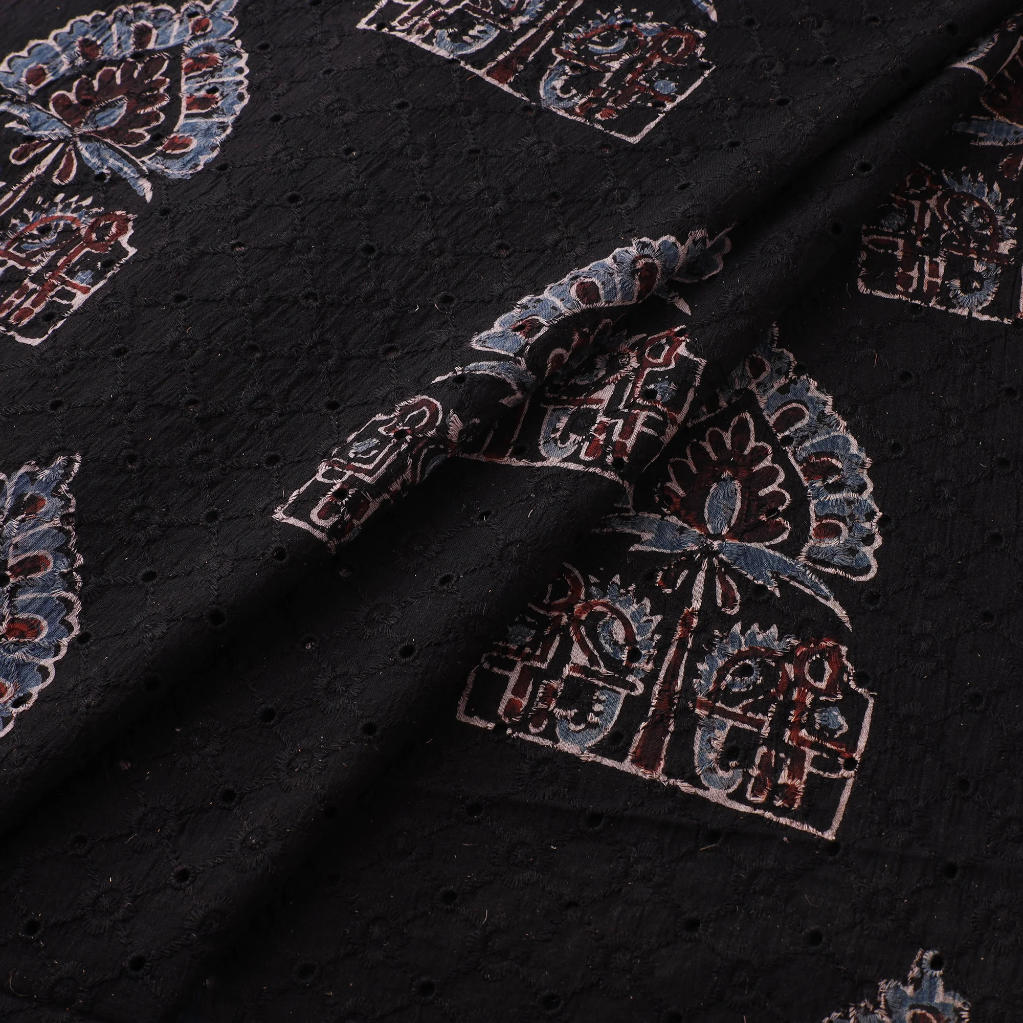 Hakoba Hand Block Ajrakh Print Natural Dyed Cotton Fabric 51