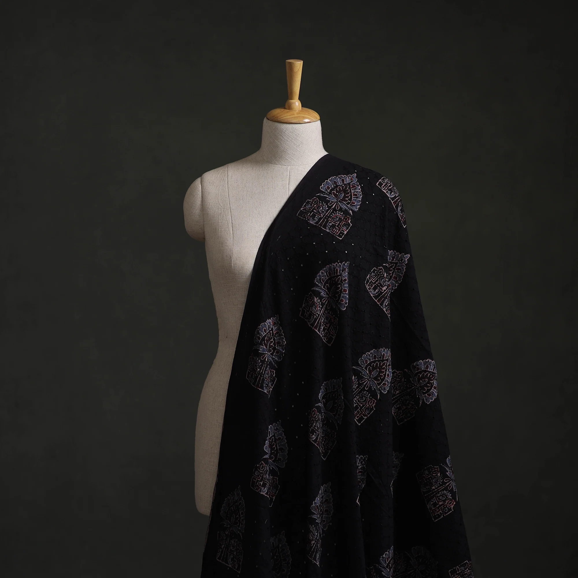 Hakoba Hand Block Ajrakh Print Natural Dyed Cotton Fabric 51 - Image 2