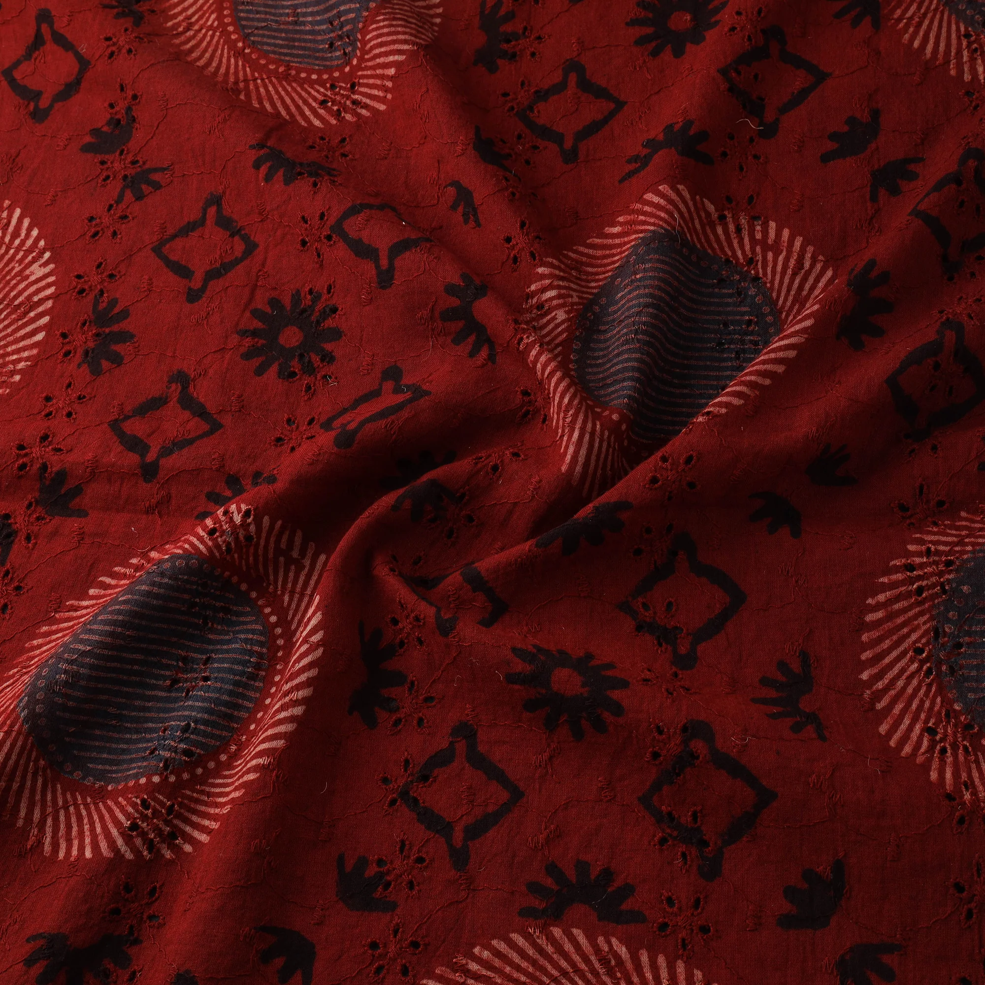 Red - Hakoba Hand Block Ajrakh Print Natural Dyed Cotton Fabric 52 - Image 3