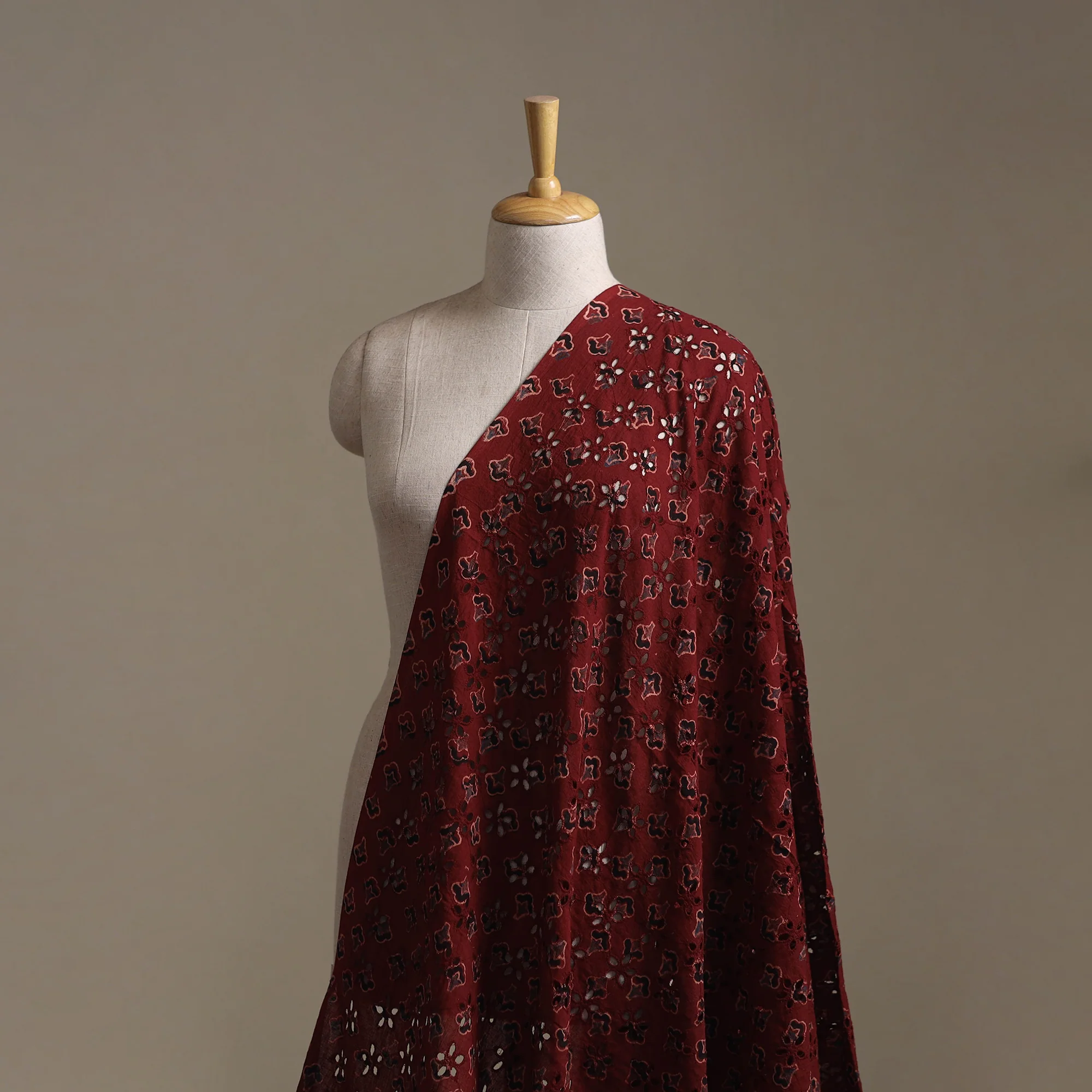 Red - Hakoba Hand Block Ajrakh Print Natural Dyed Cotton Fabric 58 - Image 2