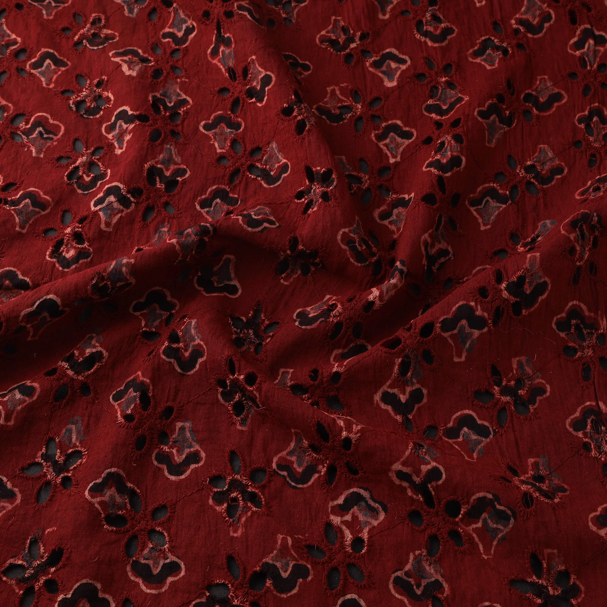 Red - Hakoba Hand Block Ajrakh Print Natural Dyed Cotton Fabric 58 - Image 3
