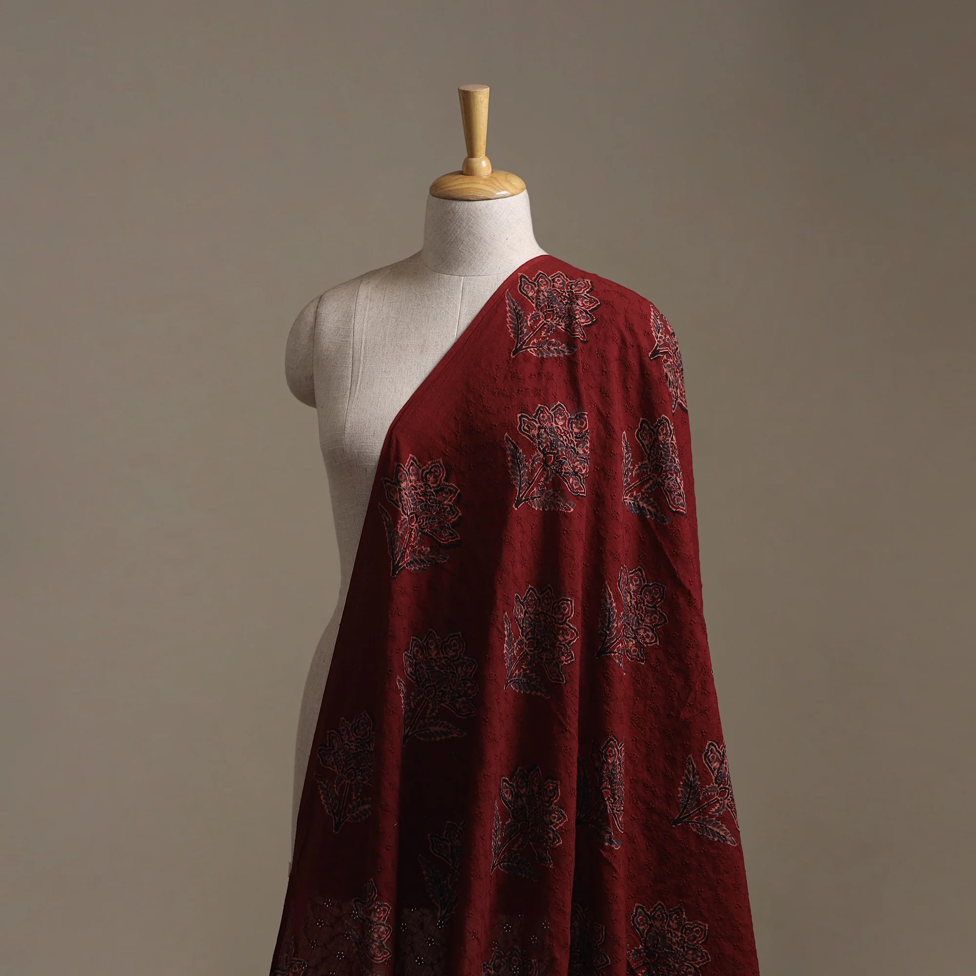 Red - Hakoba Hand Block Ajrakh Print Natural Dyed Cotton Fabric 59 - Image 2