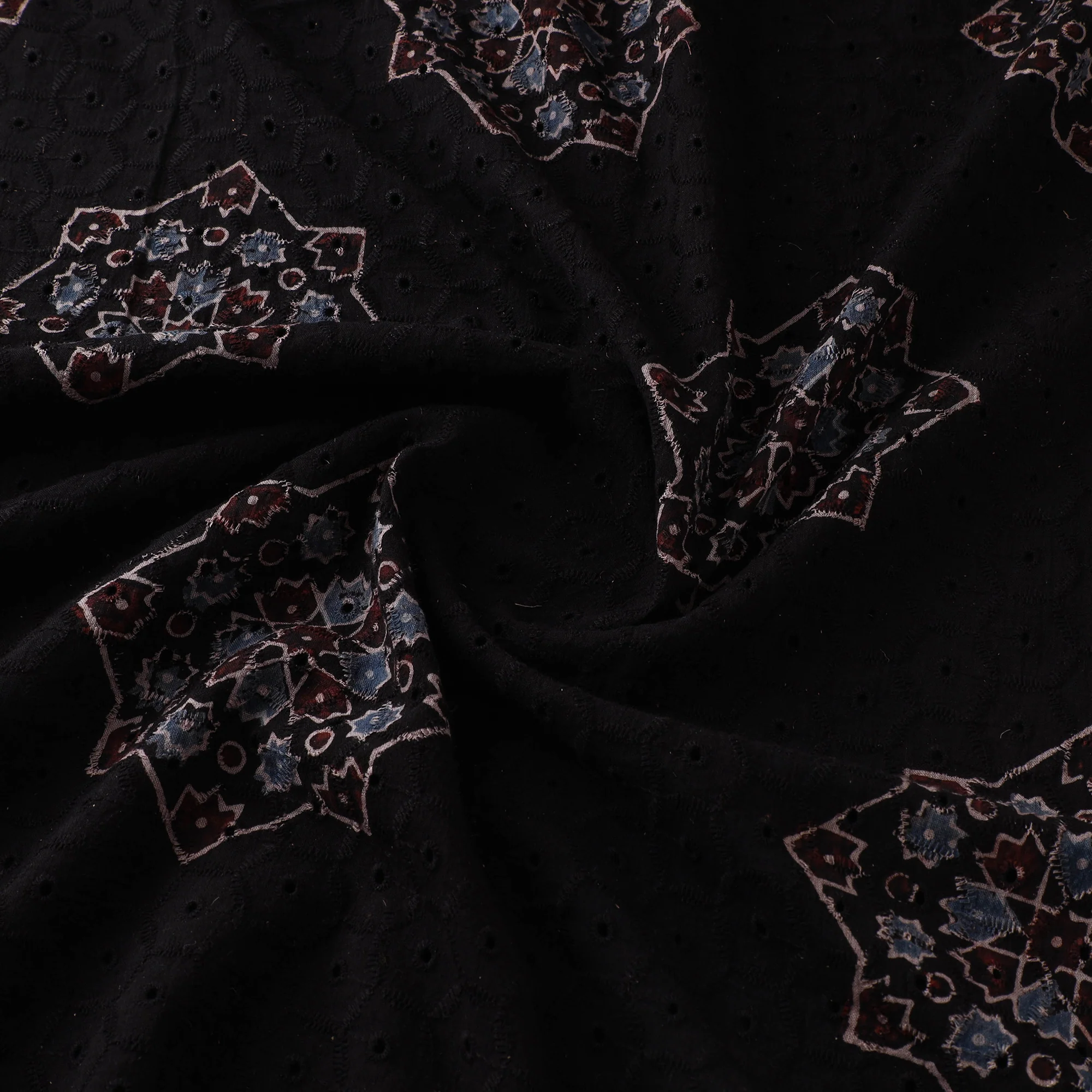 Hakoba Hand Block Ajrakh Print Natural Dyed Cotton Fabric 60 - Image 3
