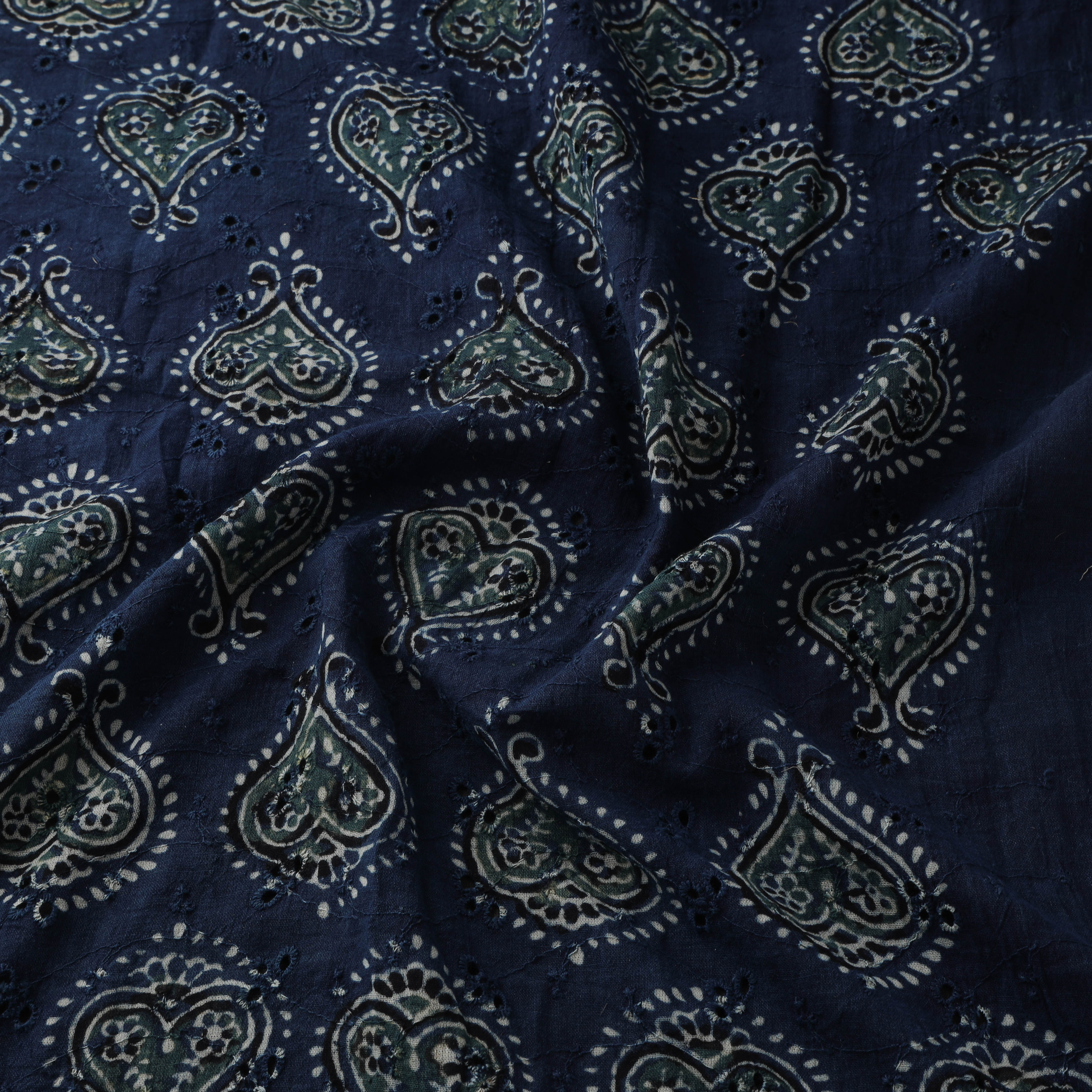Blue - Hakoba Hand Block Ajrakh Print Natural Dyed Cotton Fabric 66 - Image 3