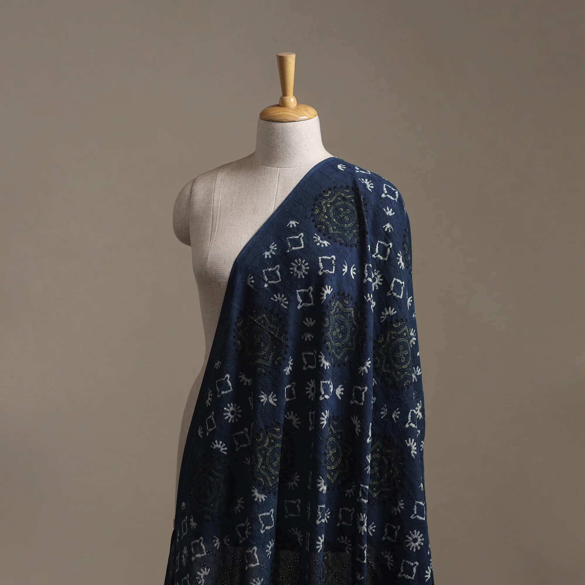 Blue - Hakoba Hand Block Ajrakh Print Natural Dyed Cotton Fabric 72 - Image 2