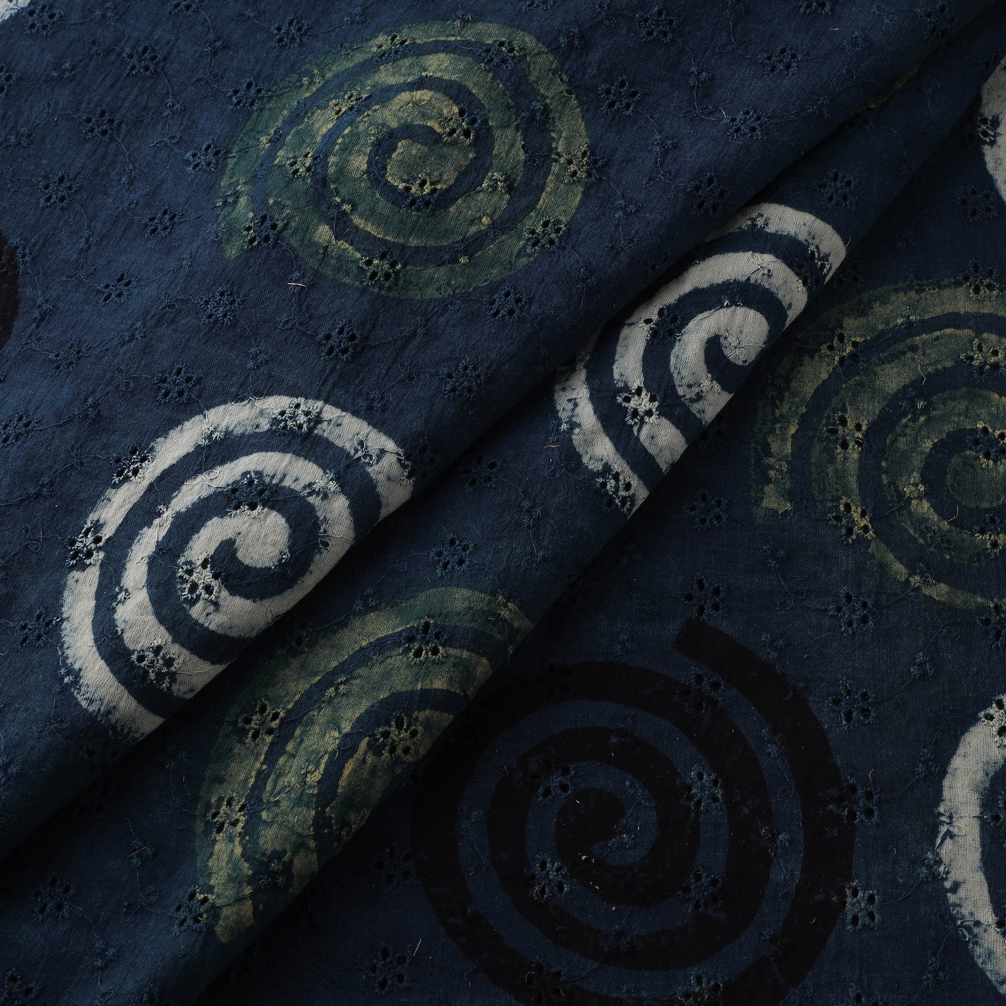 Blue - Hakoba Hand Block Ajrakh Print Natural Dyed Cotton Fabric 76