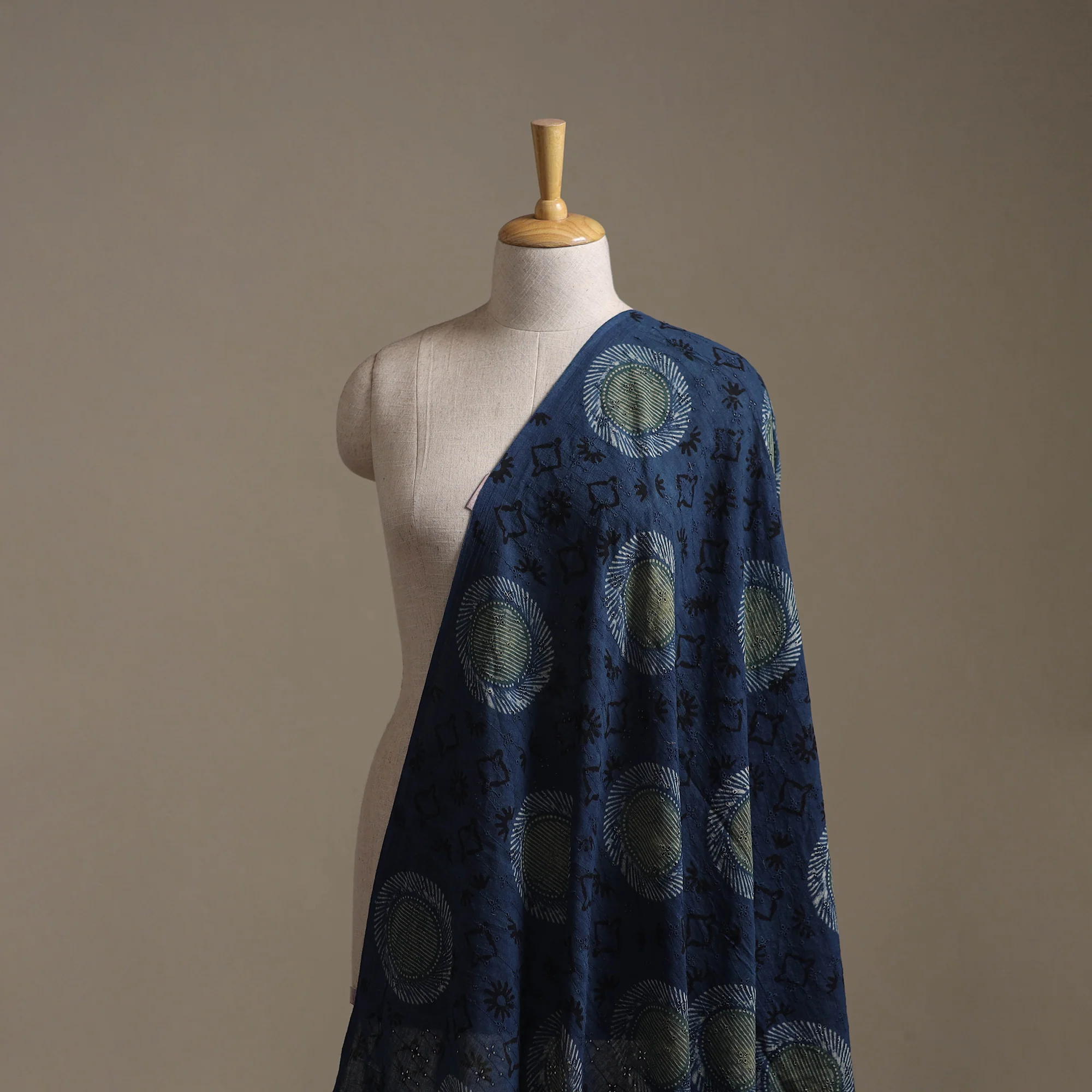 Blue - Hakoba Hand Block Ajrakh Print Natural Dyed Cotton Fabric 78 - Image 2