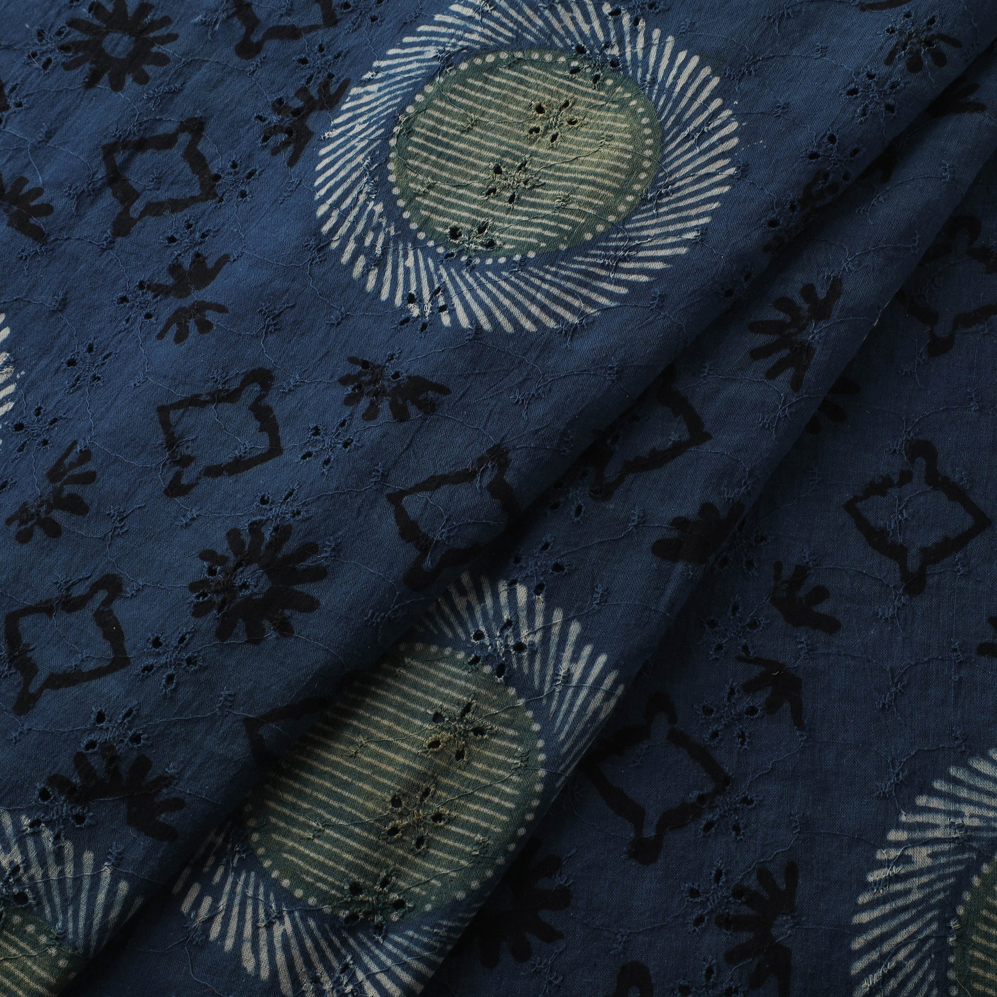 Blue - Hakoba Hand Block Ajrakh Print Natural Dyed Cotton Fabric 81