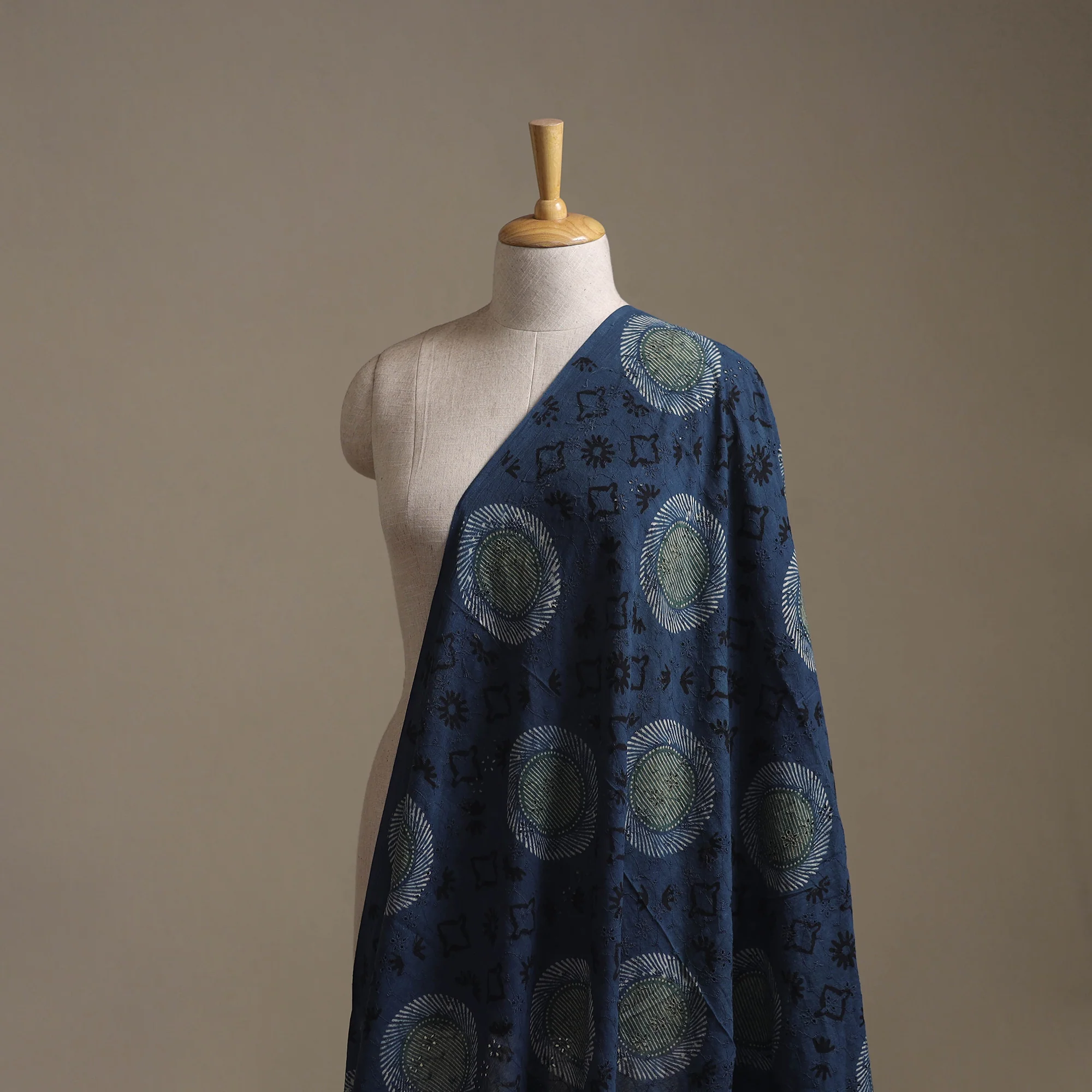 Blue - Hakoba Hand Block Ajrakh Print Natural Dyed Cotton Fabric 81 - Image 2