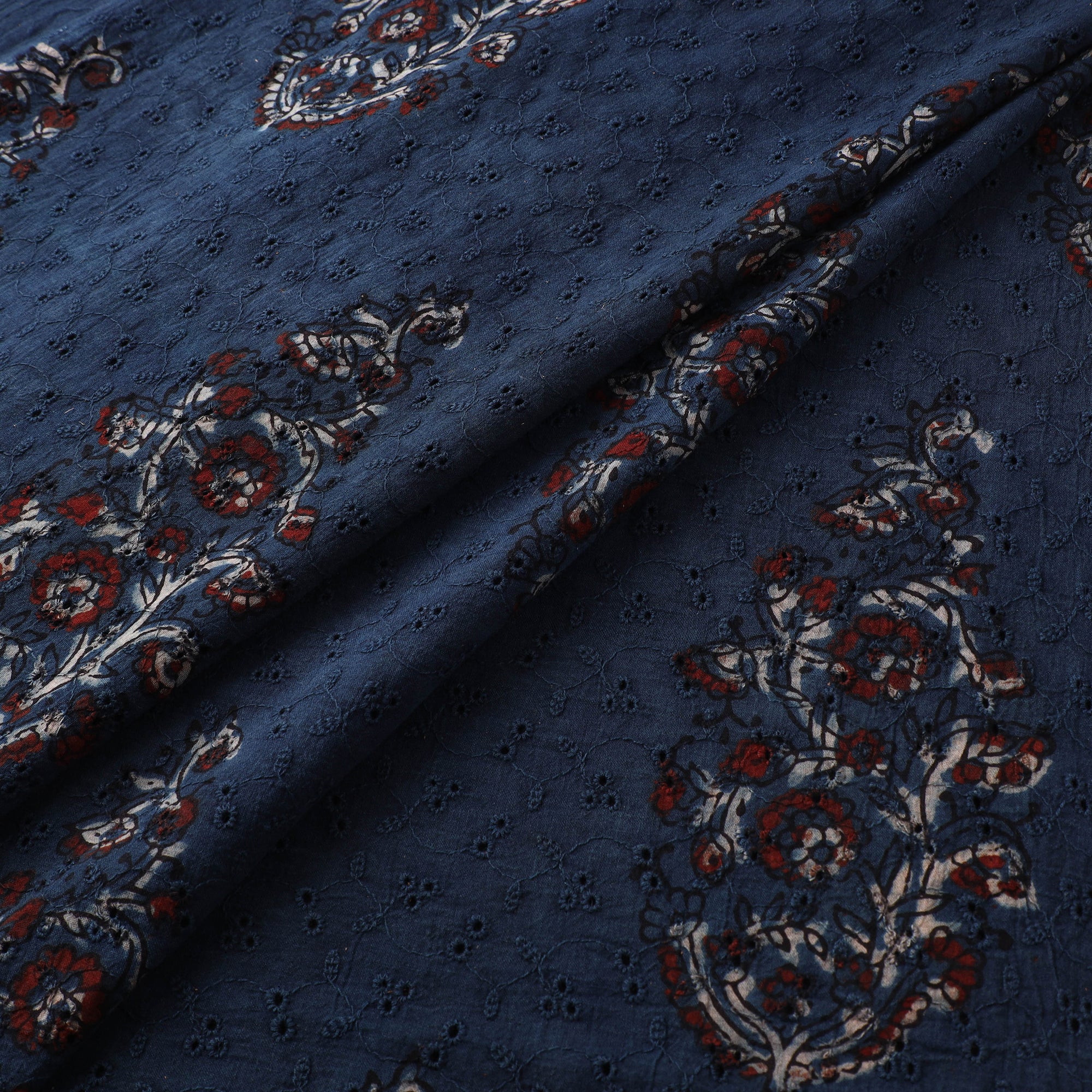 Hakoba Hand Block Ajrakh Print Natural Dyed Cotton Fabric  82