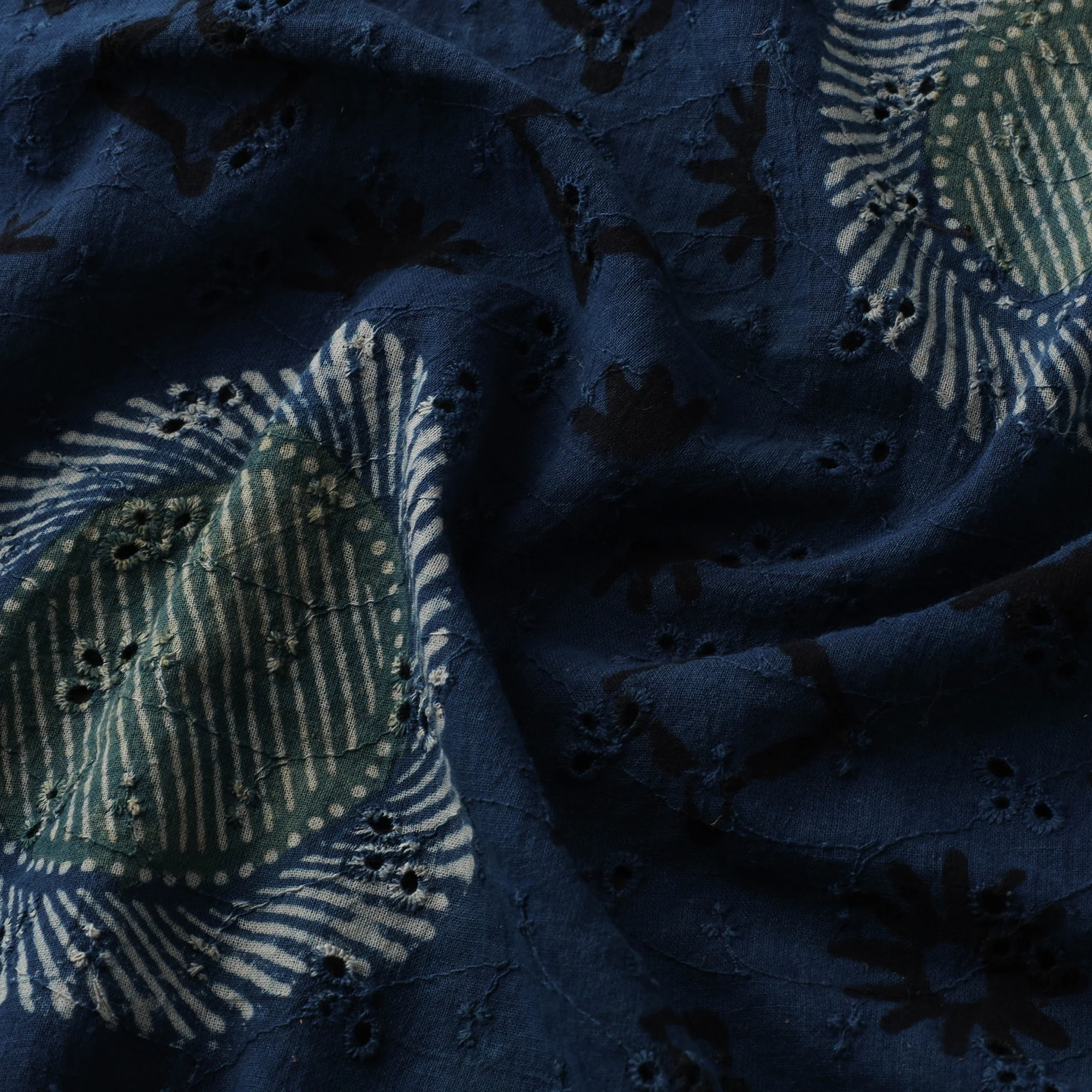 Blue - Hakoba Hand Block Ajrakh Print Natural Dyed Cotton Fabric 83 - Image 3