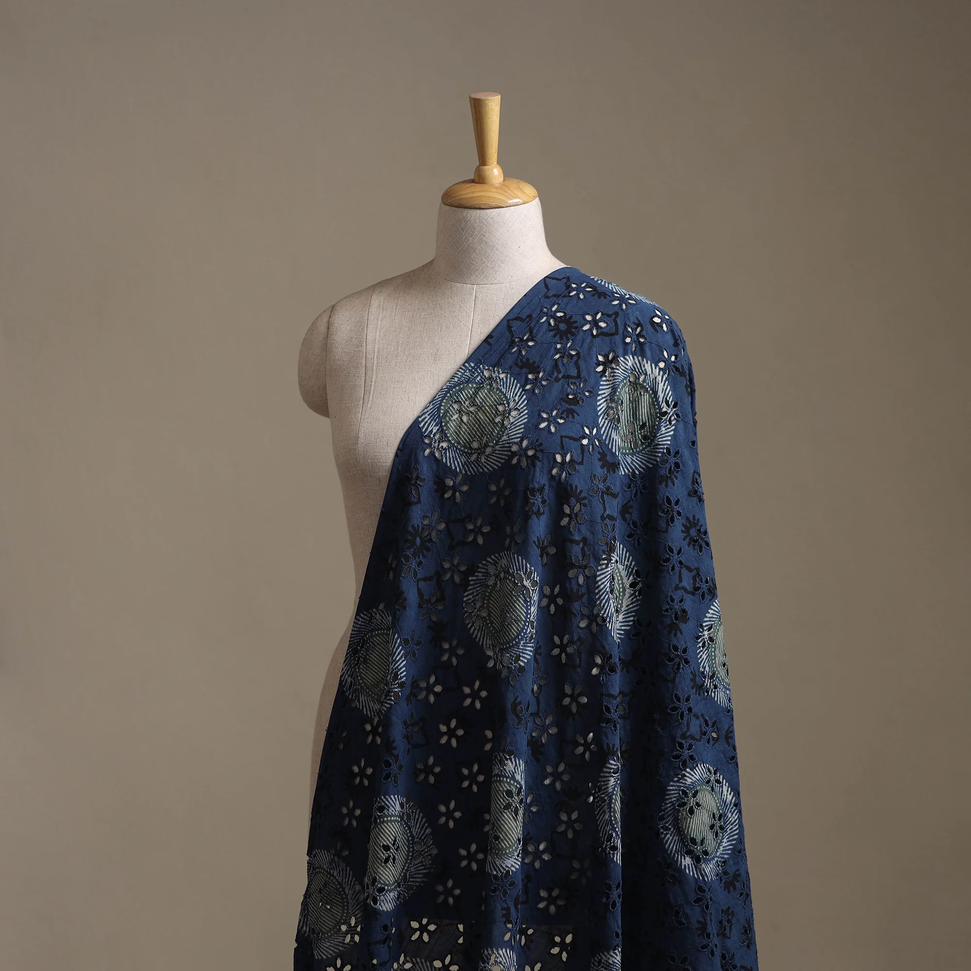 Blue - Hakoba Hand Block Ajrakh Print Natural Dyed Cotton Fabric 86 - Image 2