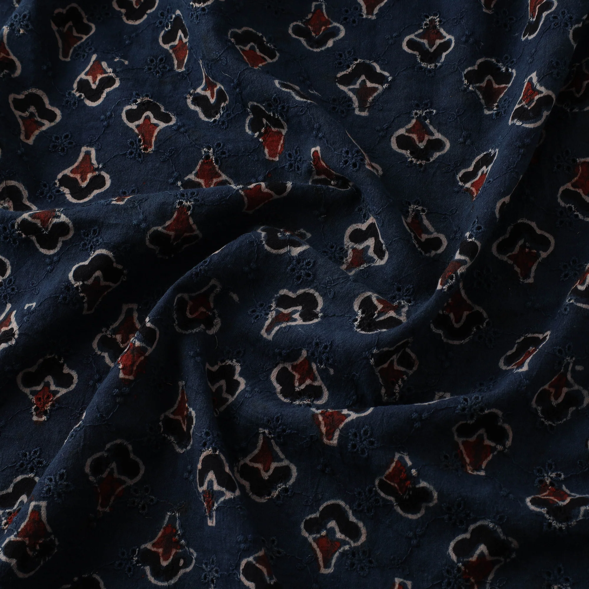 Blue - Hakoba Hand Block Ajrakh Print Natural Dyed Cotton Fabric 92 - Image 3