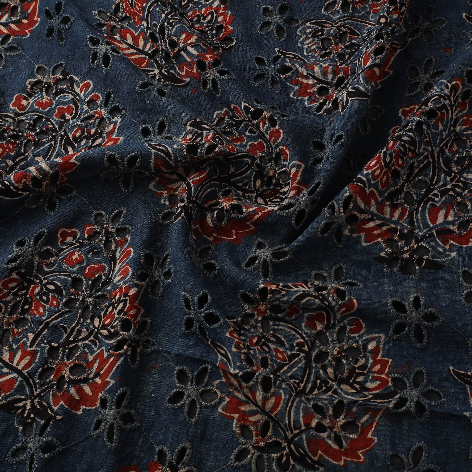 Blue - Hakoba Hand Block Ajrakh Print Natural Dyed Cotton Fabric 94 - Image 3