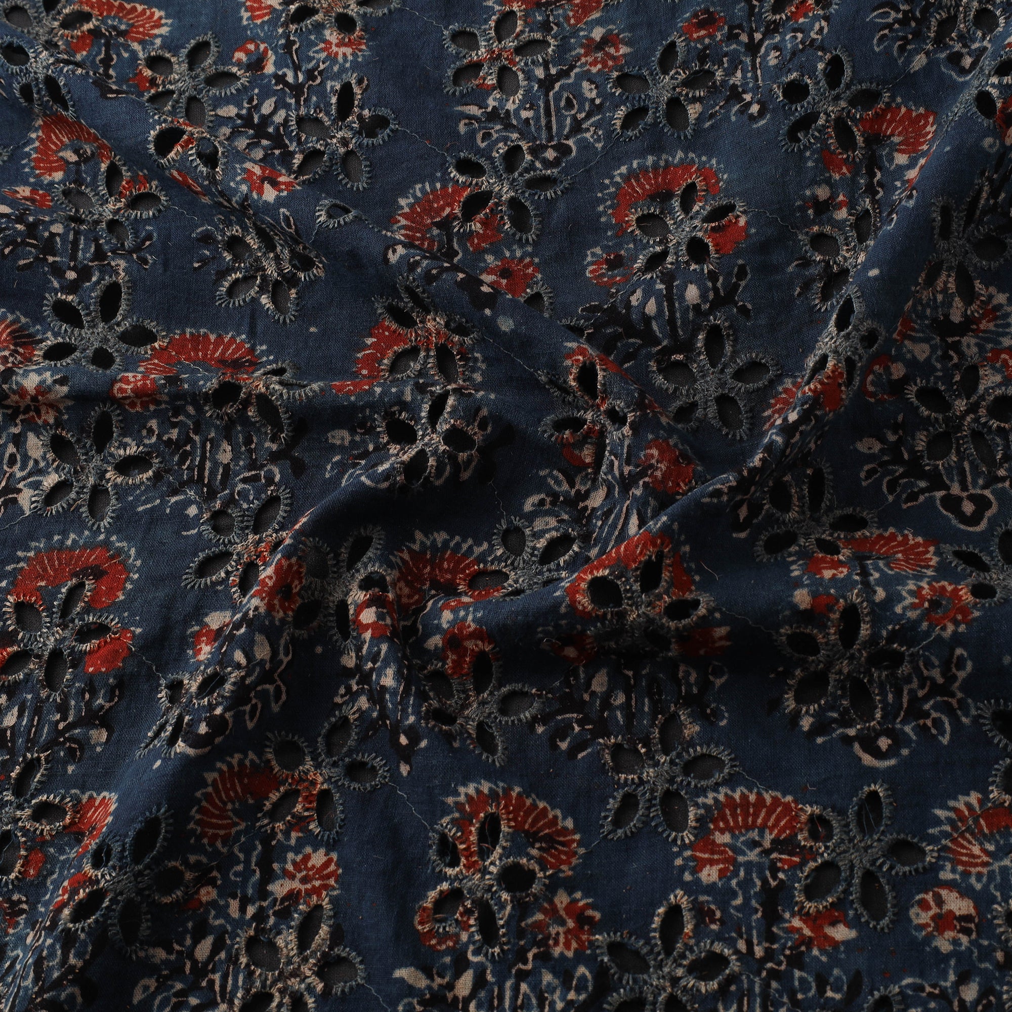 Blue - Hakoba Hand Block Ajrakh Print Natural Dyed Cotton Fabric 95 - Image 3