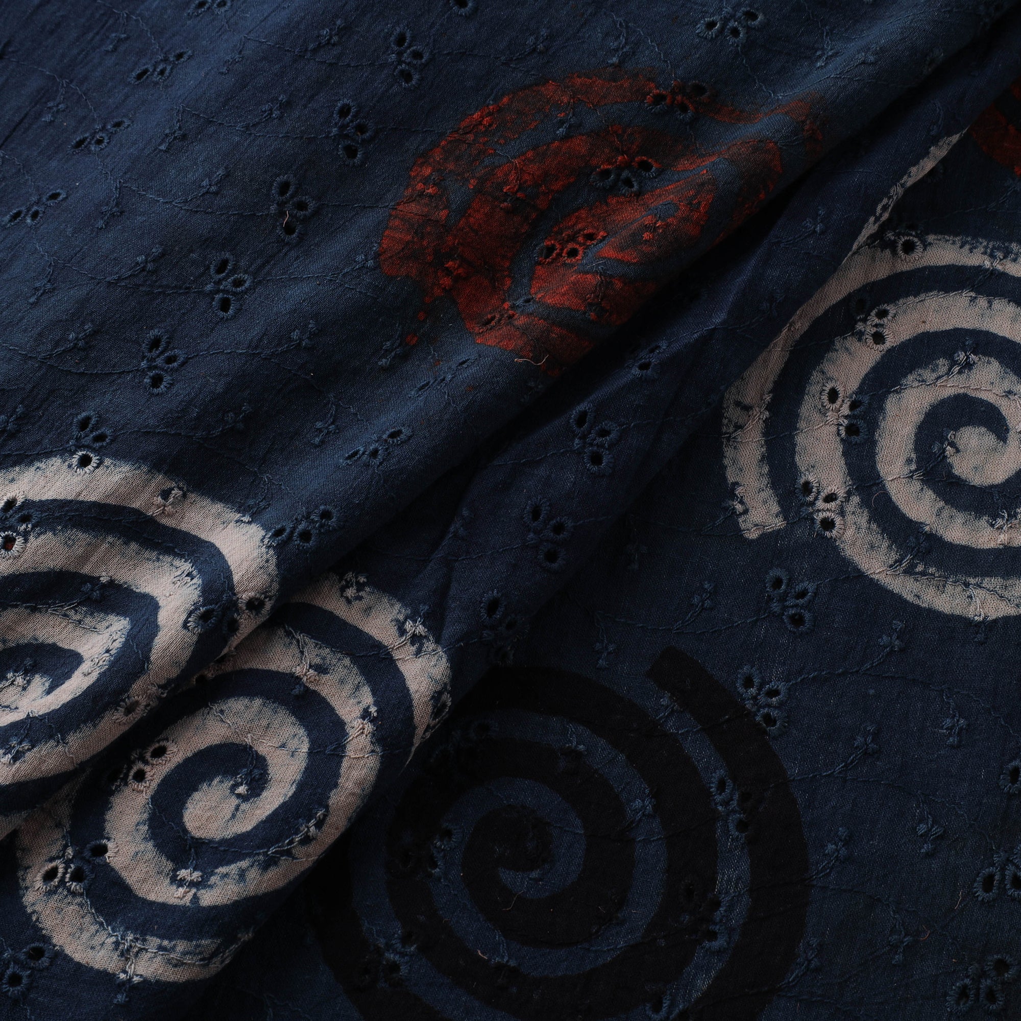 Blue - Hakoba Hand Block Ajrakh Print Natural Dyed Cotton Fabric 96