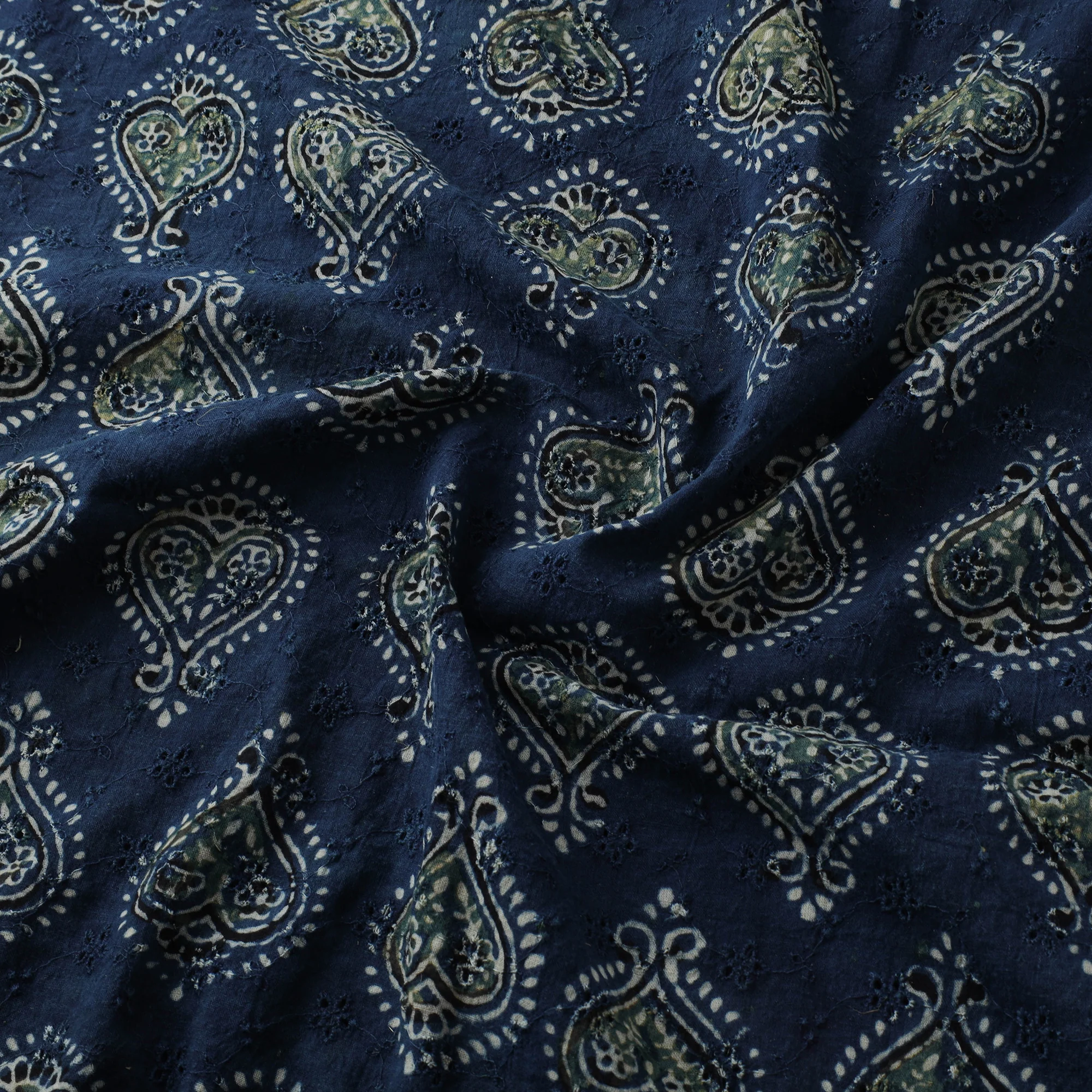 Blue - Hakoba Hand Block Ajrakh Print Natural Dyed Cotton Fabric 97 - Image 3