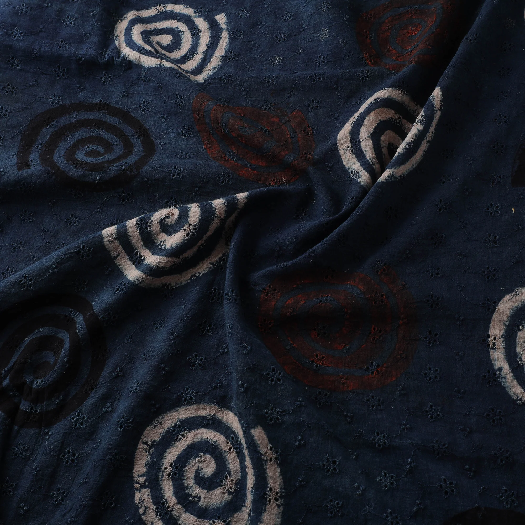 Blue - Hakoba Hand Block Ajrakh Print Natural Dyed Cotton Fabric 98 - Image 3