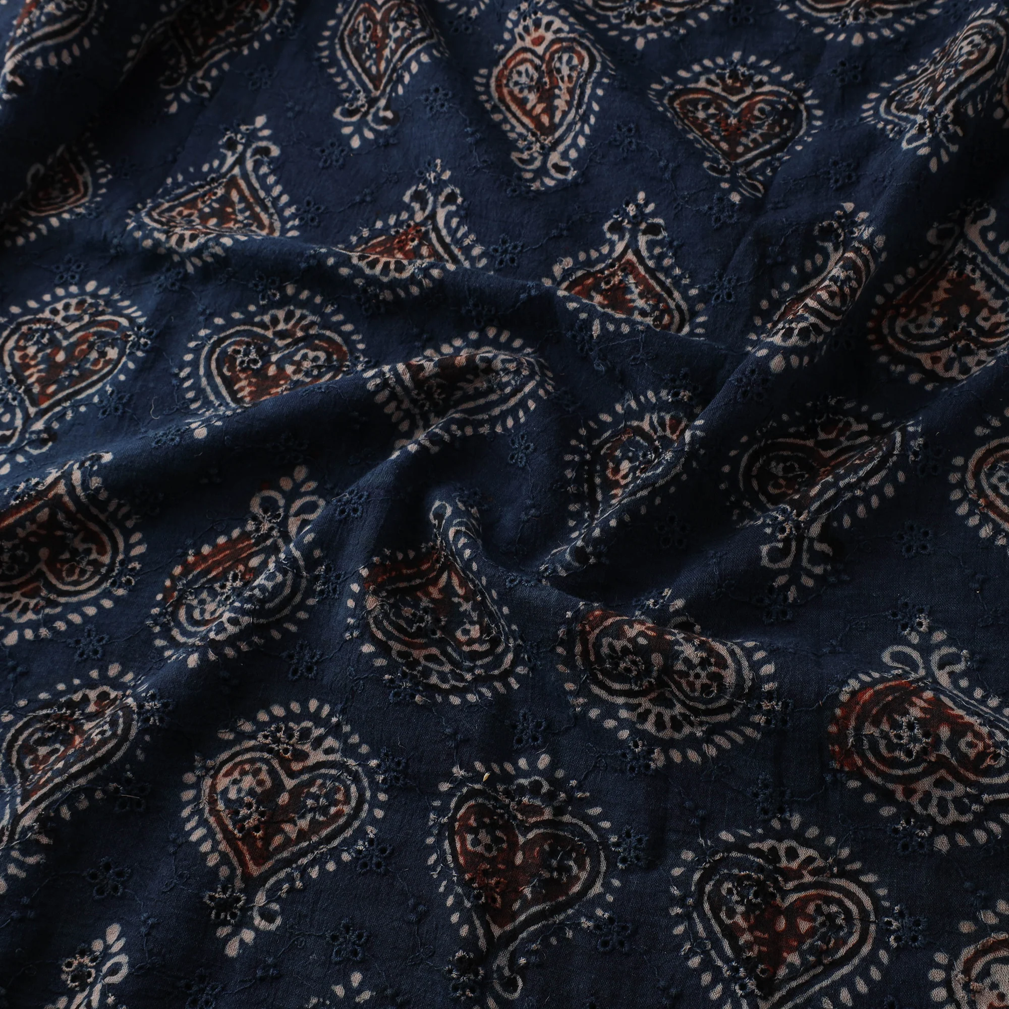 Blue - Hakoba Hand Block Ajrakh Print Natural Dyed Cotton Fabric 99 - Image 3