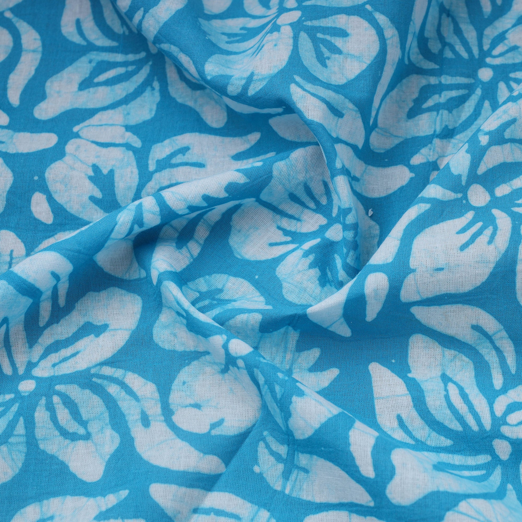 Blue - Hand Batik Print Cotton Fabric 02 - Image 3
