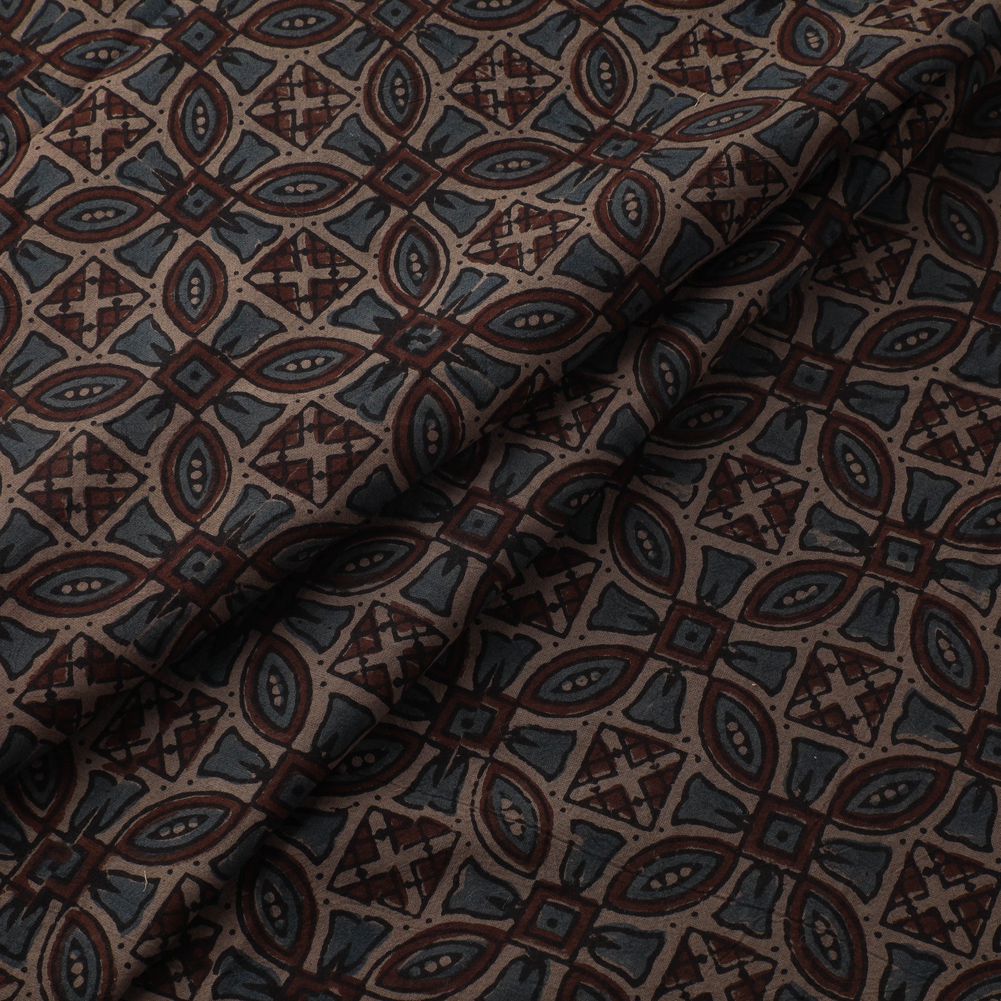 Hand Block Ajrakh Print Natural Dyed Cotton Fabric 22 - Image 2