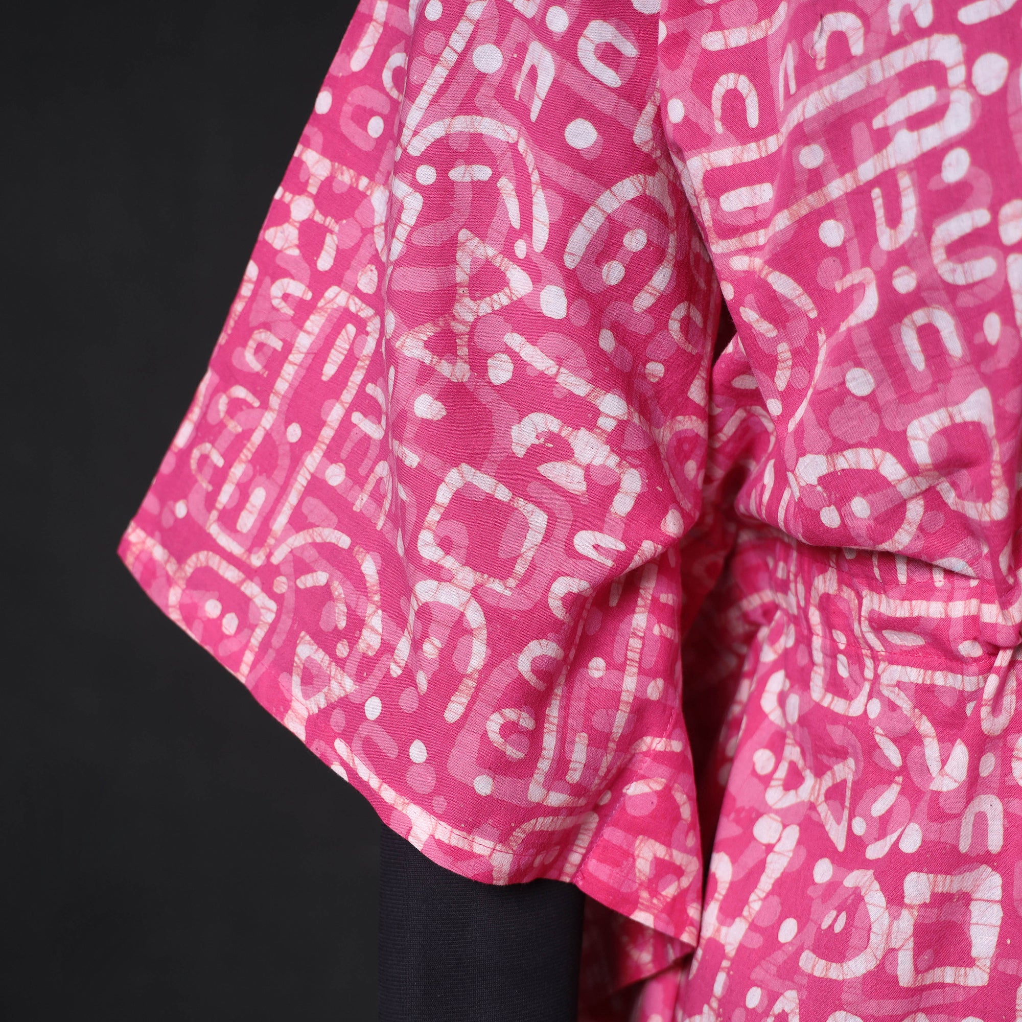 Pink - Hand Block Batik Print Cotton Kaftan (Long) 08 - Image 4