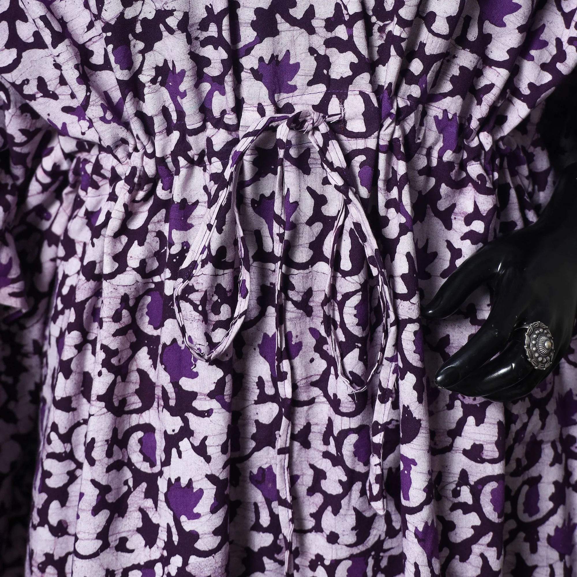 Purple - hand Block Batik Print Cotton Kaftan (Long) 11 - Image 3