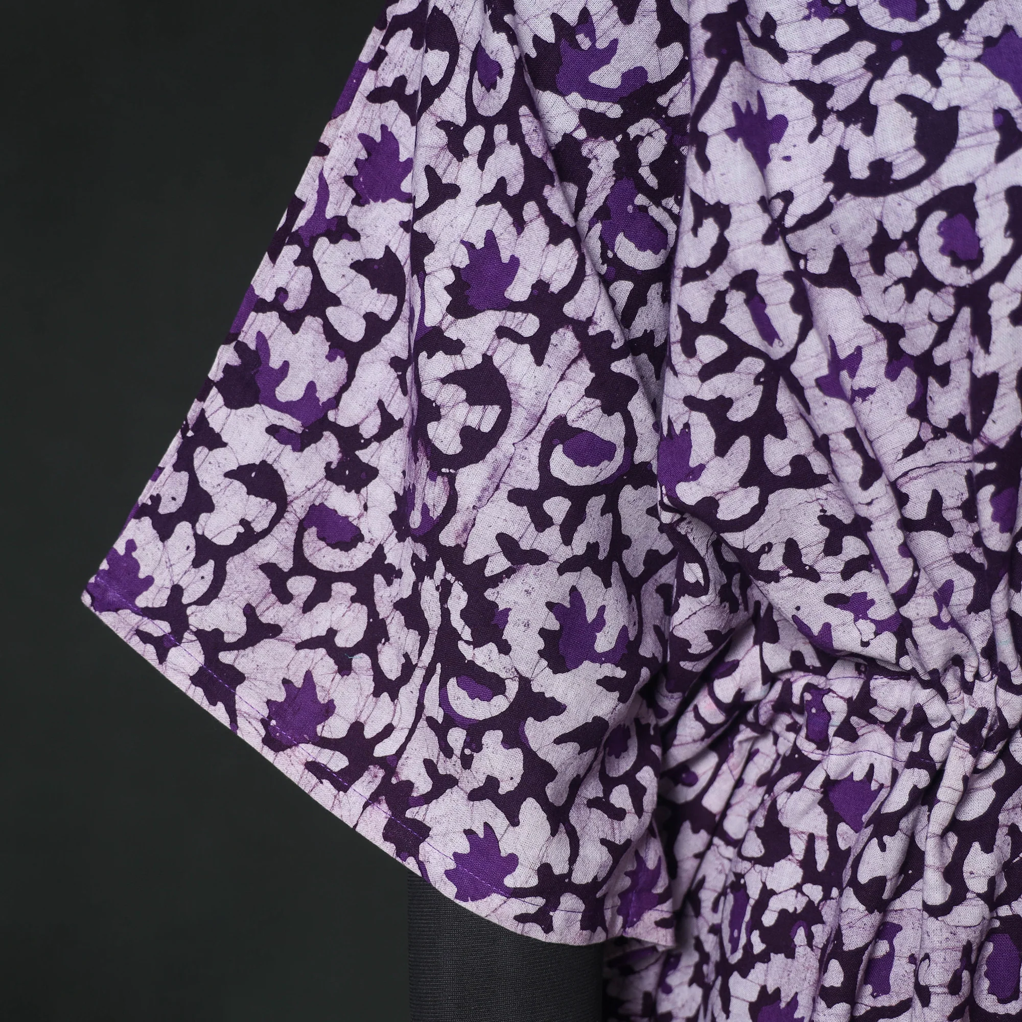 Purple - hand Block Batik Print Cotton Kaftan (Long) 11 - Image 4