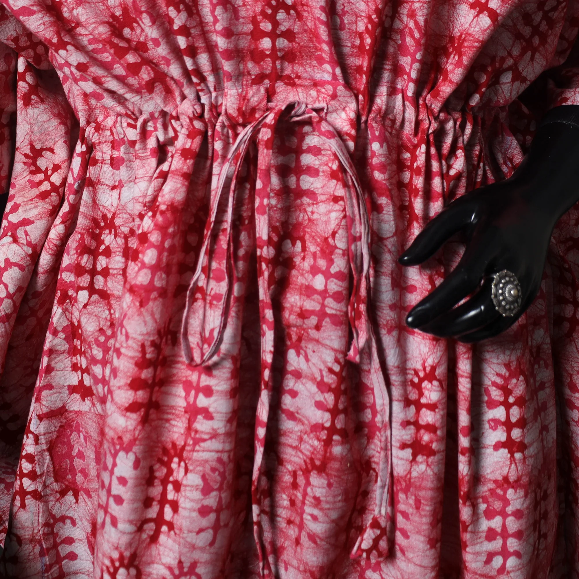 Pink - Hand Block Batik Print Cotton Kaftan (Long) 25 - Image 3