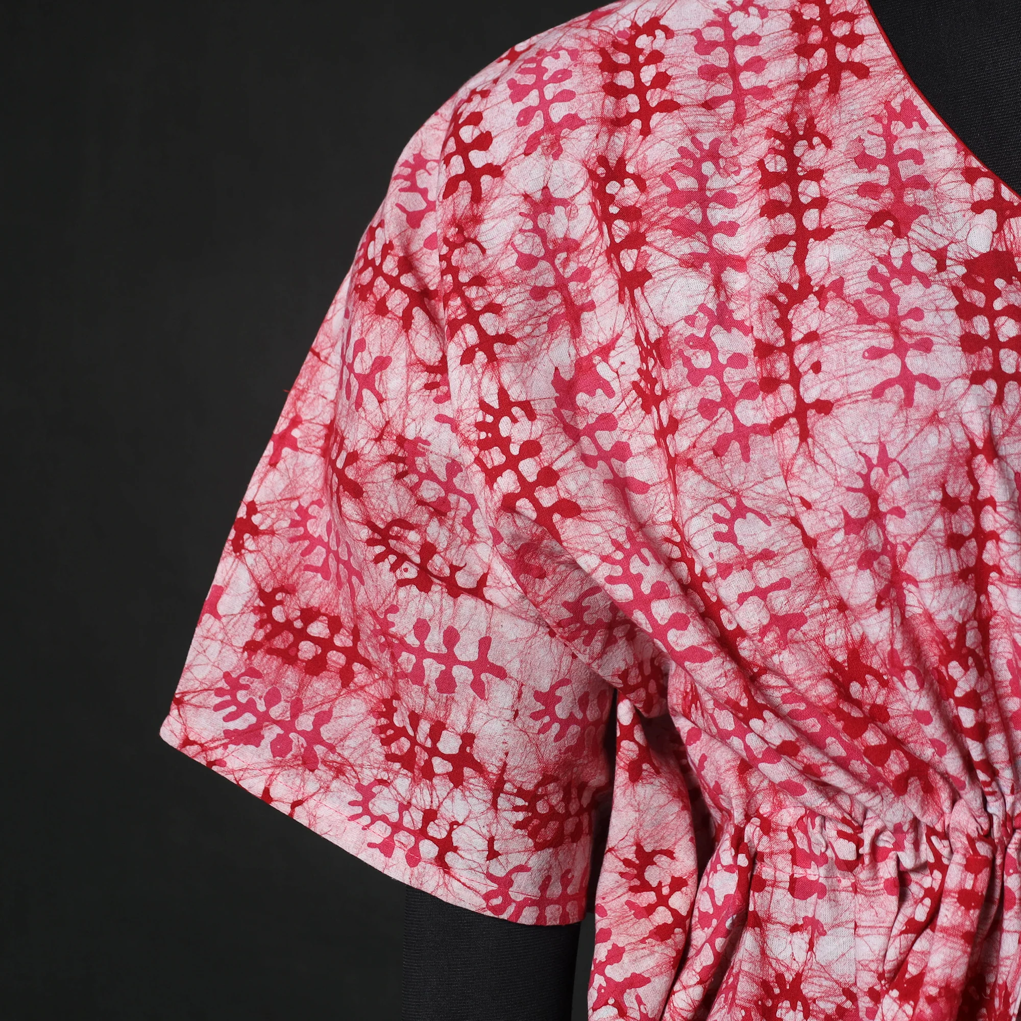 Pink - Hand Block Batik Print Cotton Kaftan (Long) 25 - Image 4