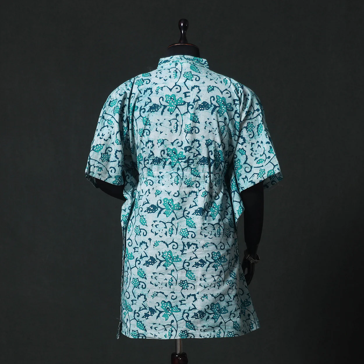 Green - Hand Block Batik Print Cotton Kaftan (Medium) 59 - Image 5